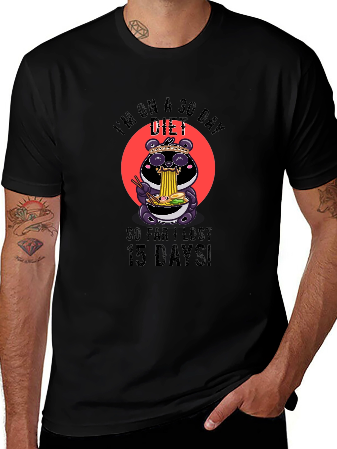 Funny Diet T-Shirt - Panda Ramen Design