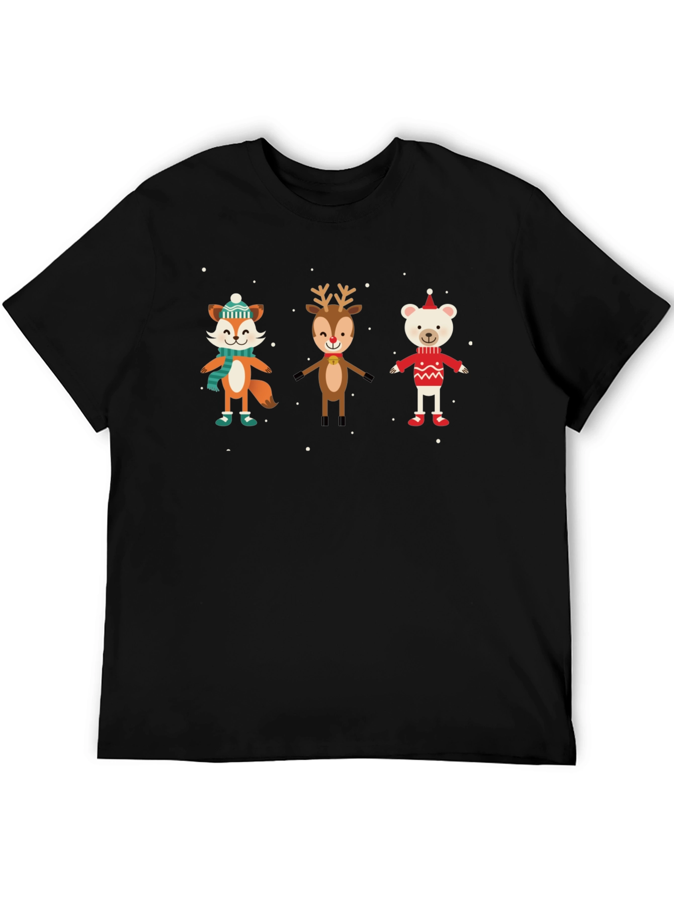 Festive Animal Print Black T-Shirt