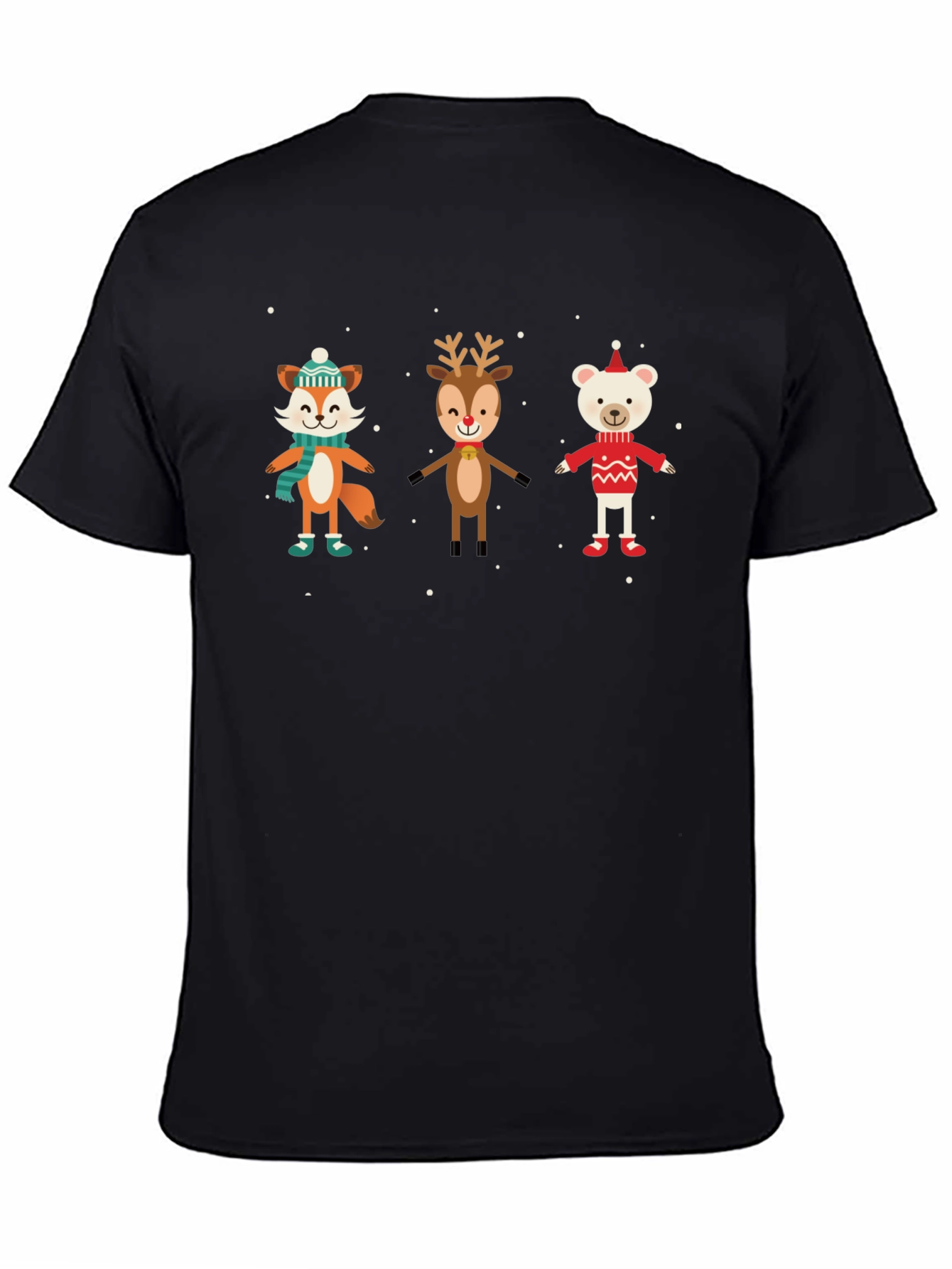 Festive Animal Print Black T-Shirt