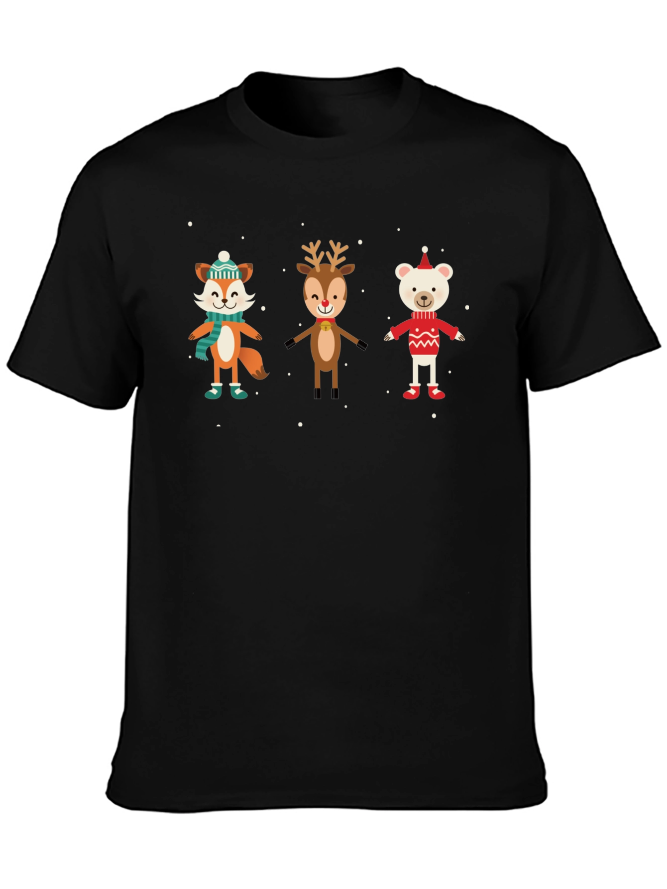 Festive Animal Print Black T-Shirt