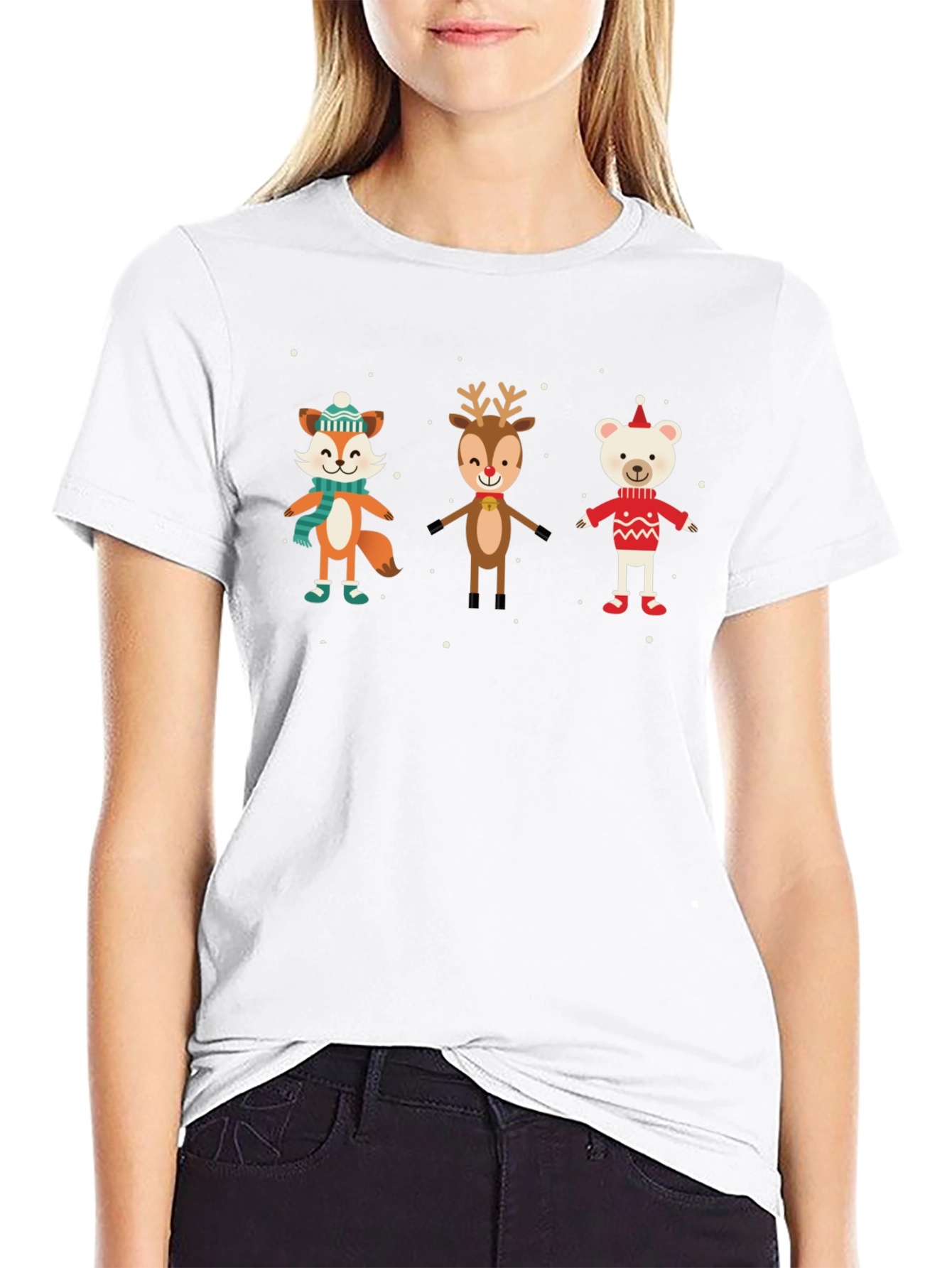 Festive Animal Print Black T-Shirt