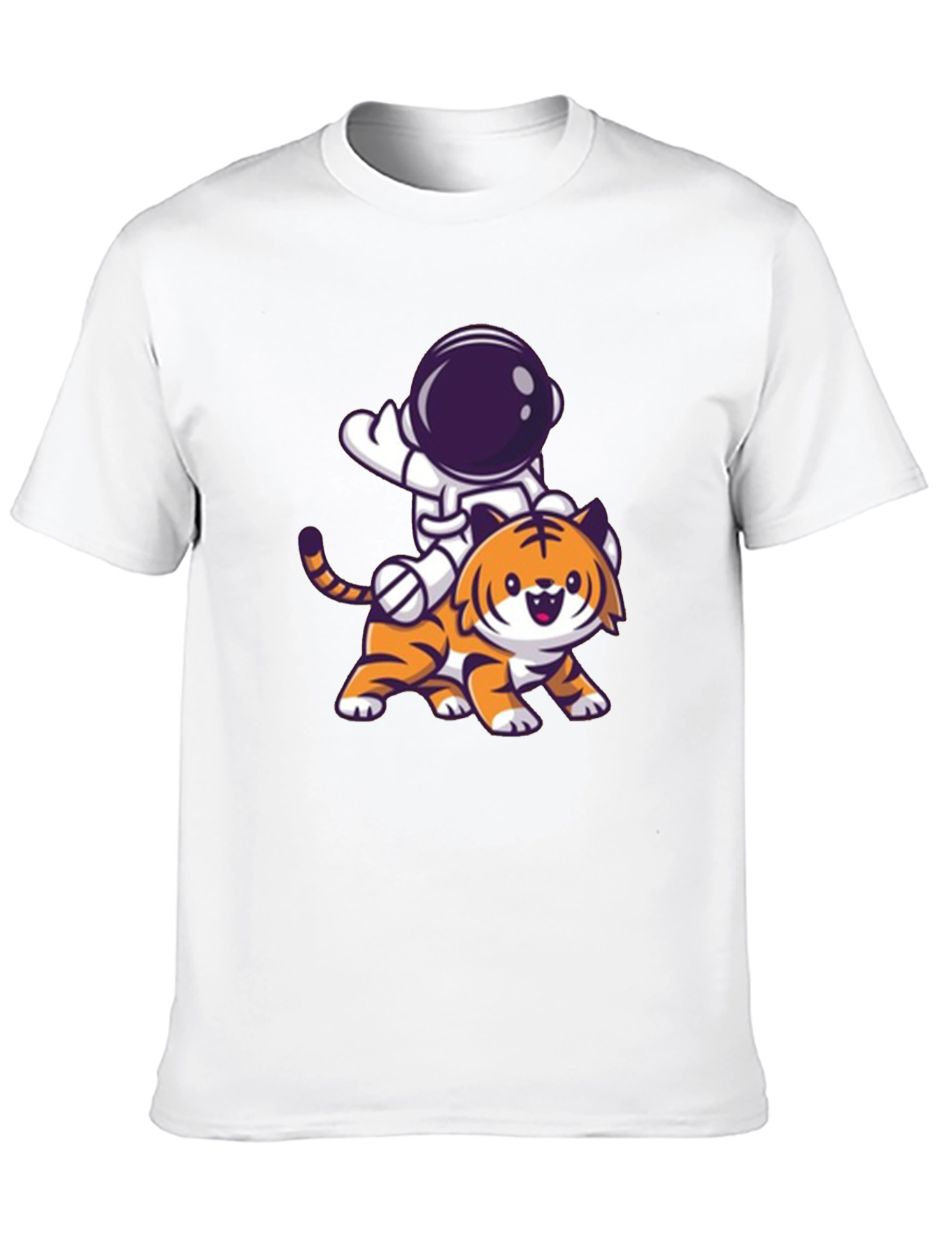 Astronaut Riding Tiger Graphic Tee - Black