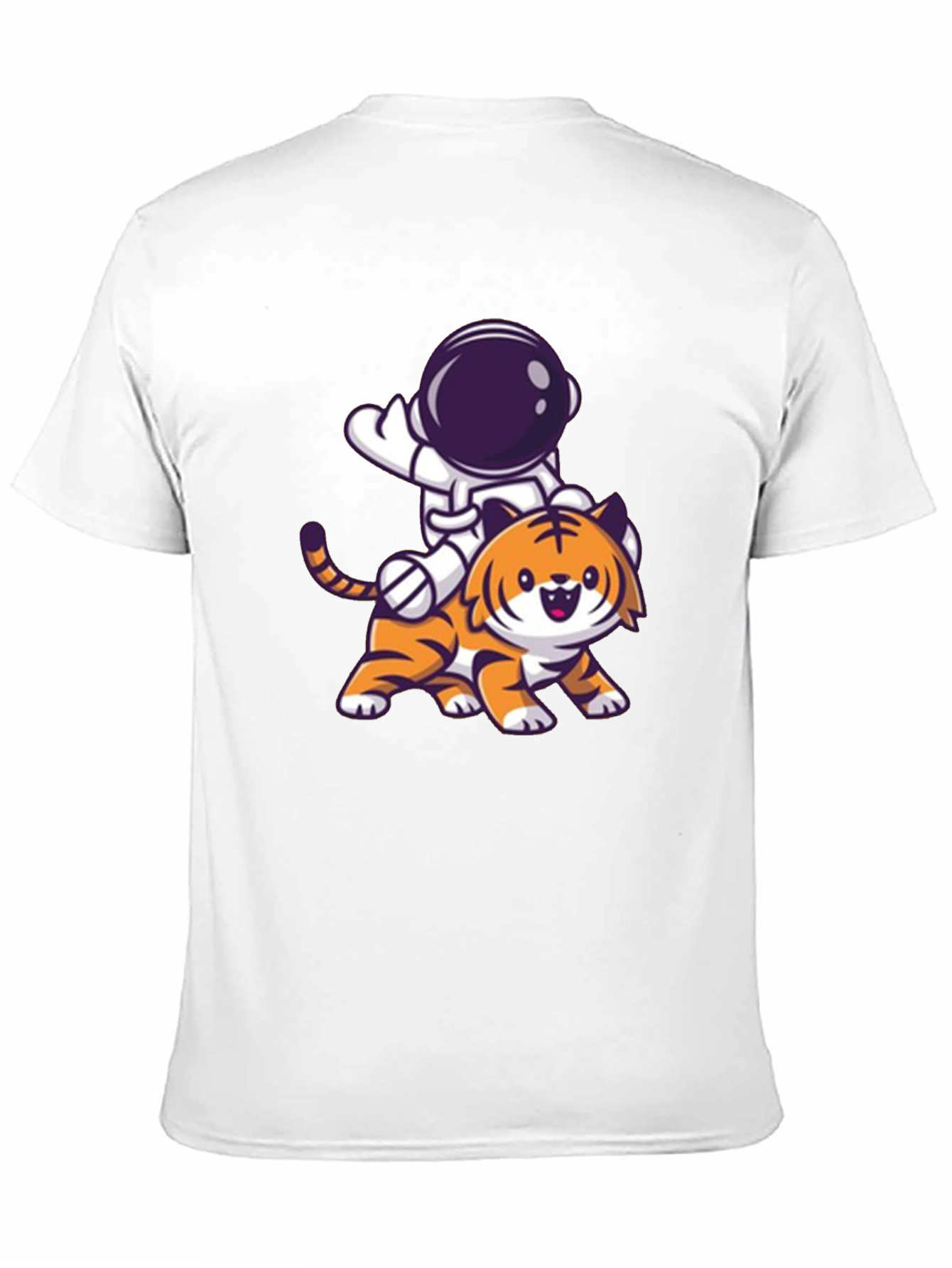 Astronaut Riding Tiger Graphic Tee - Black