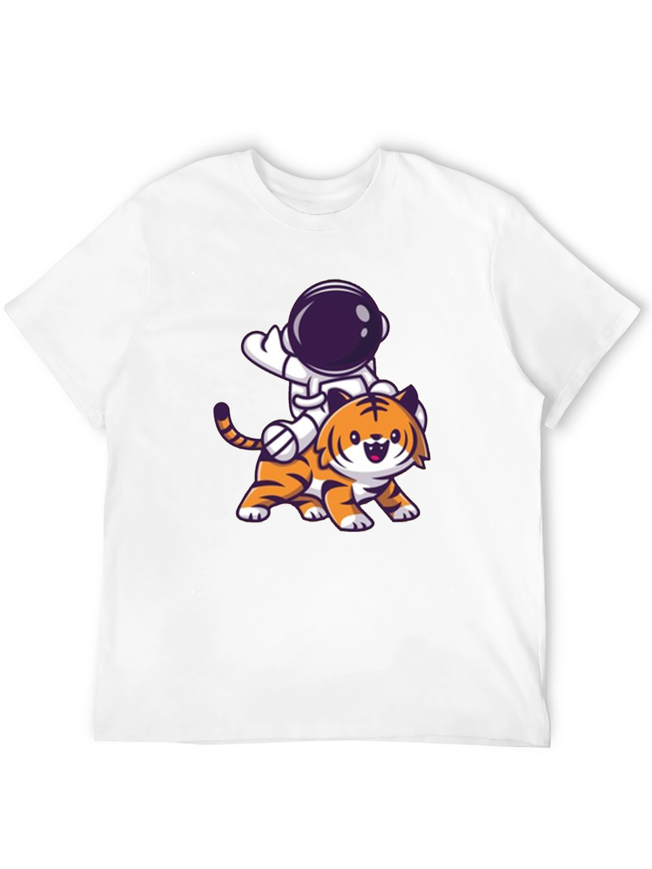 Astronaut Riding Tiger Graphic Tee - Black