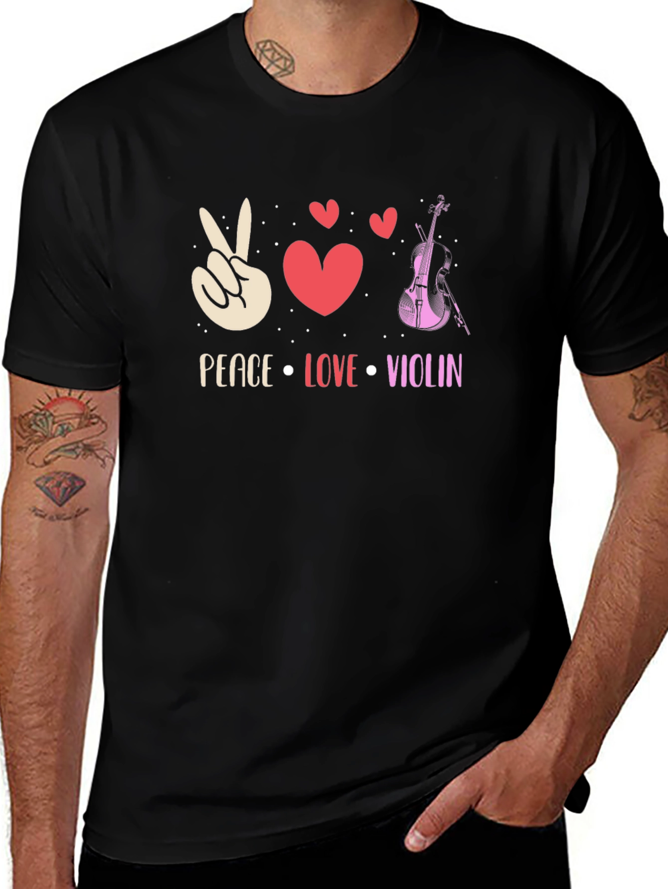Peace Love Violin Graphic T-Shirt