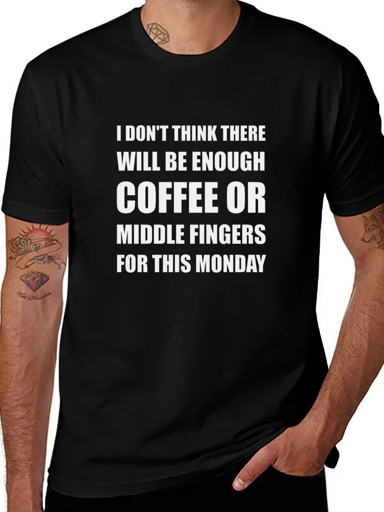 Funny Monday Coffee & Middle Finger Graphic T-Shirt