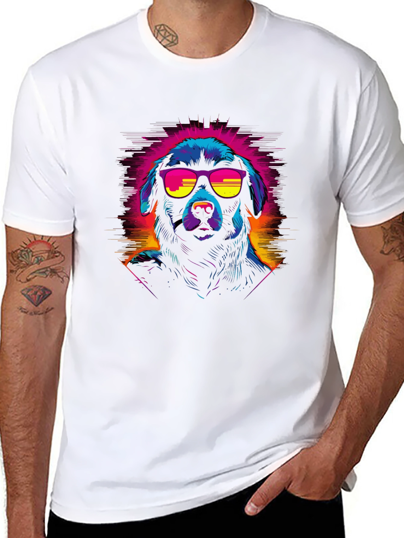 Retro Cool Dog Graphic Tee - Black