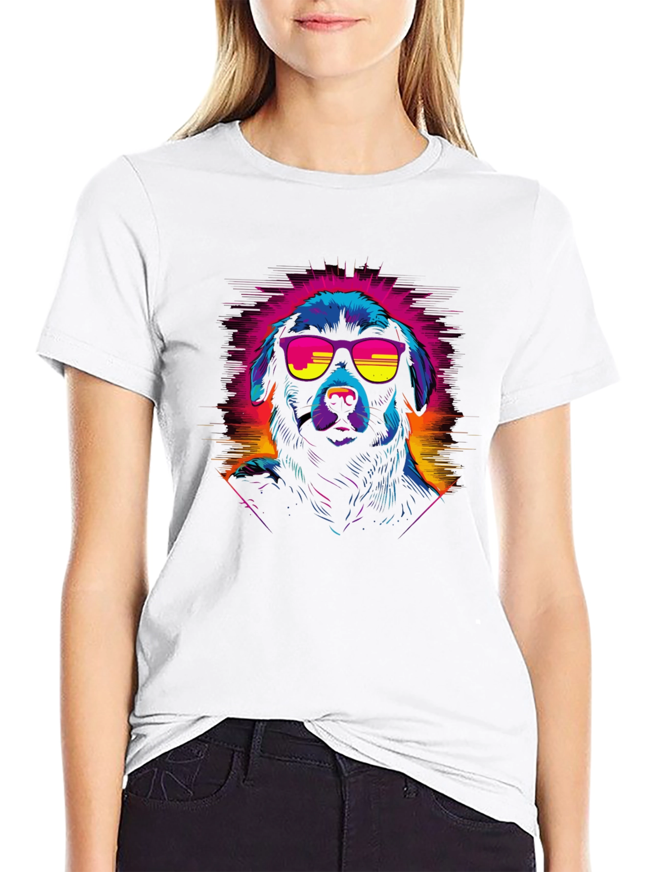 Retro Cool Dog Graphic Tee - Black