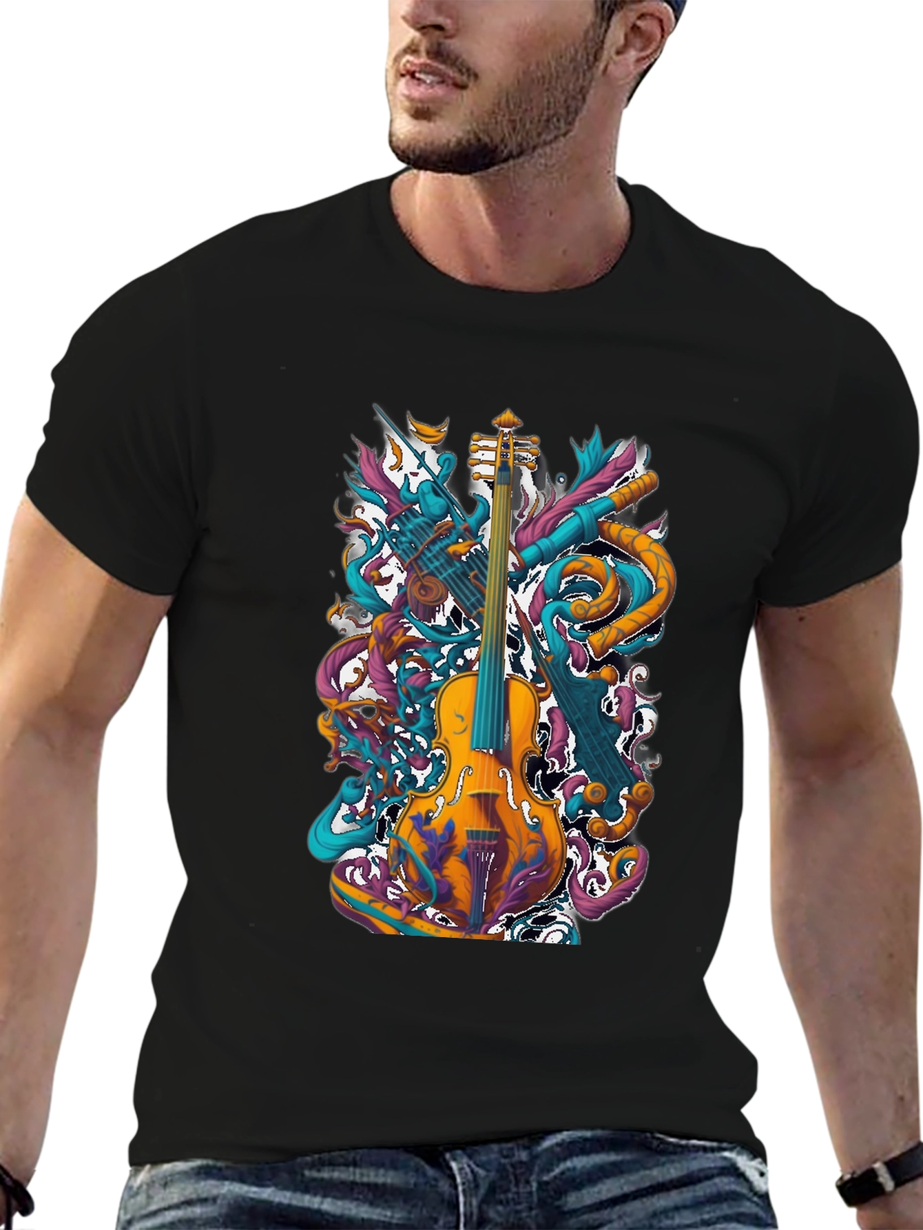 Musical Instrument Graphic Tee - Black