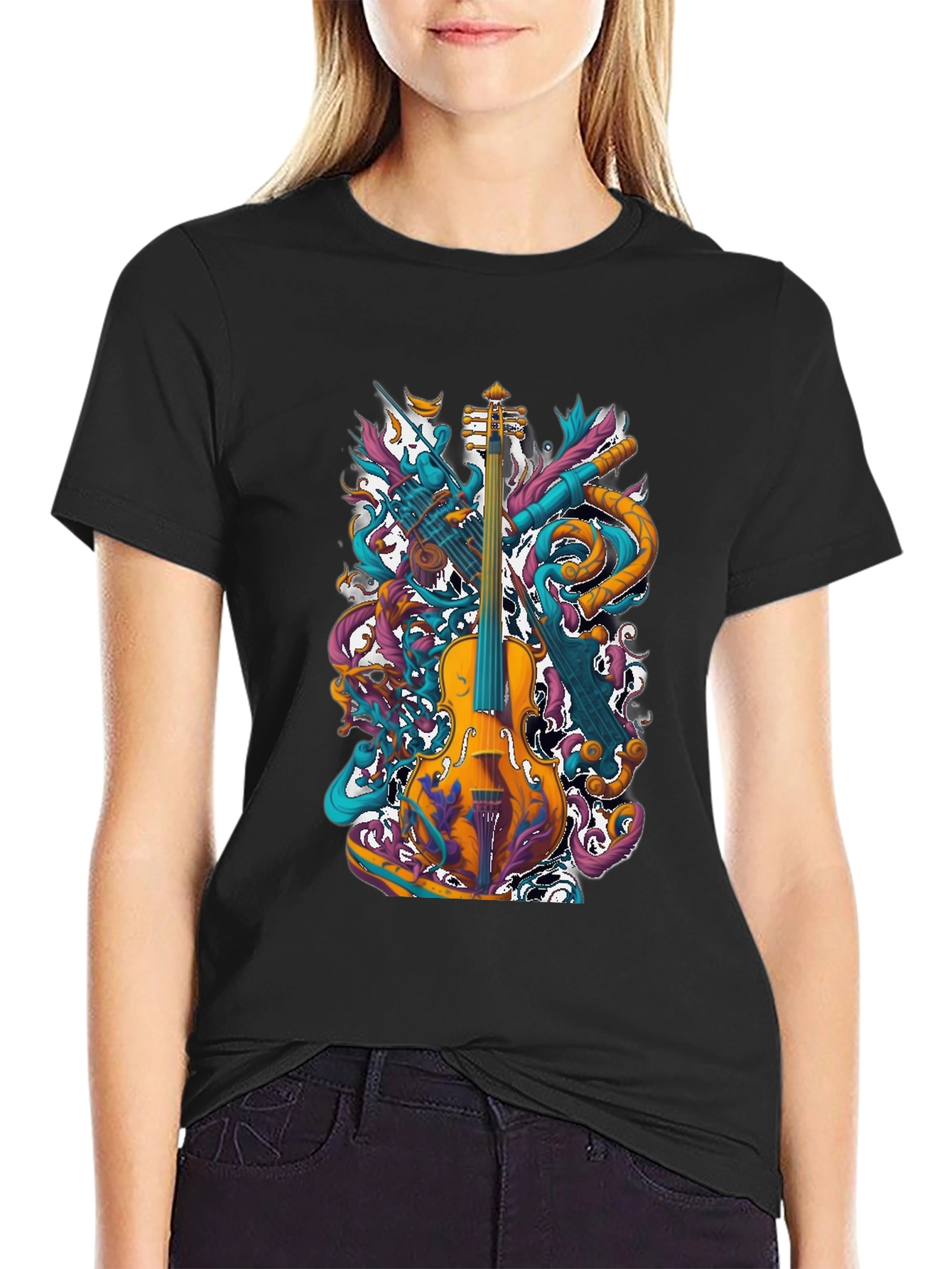Musical Instrument Graphic Tee - Black