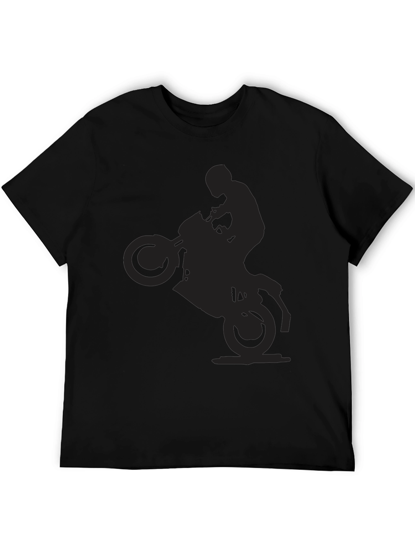 Motorcycle Wheelie Graphic Black T-Shirt