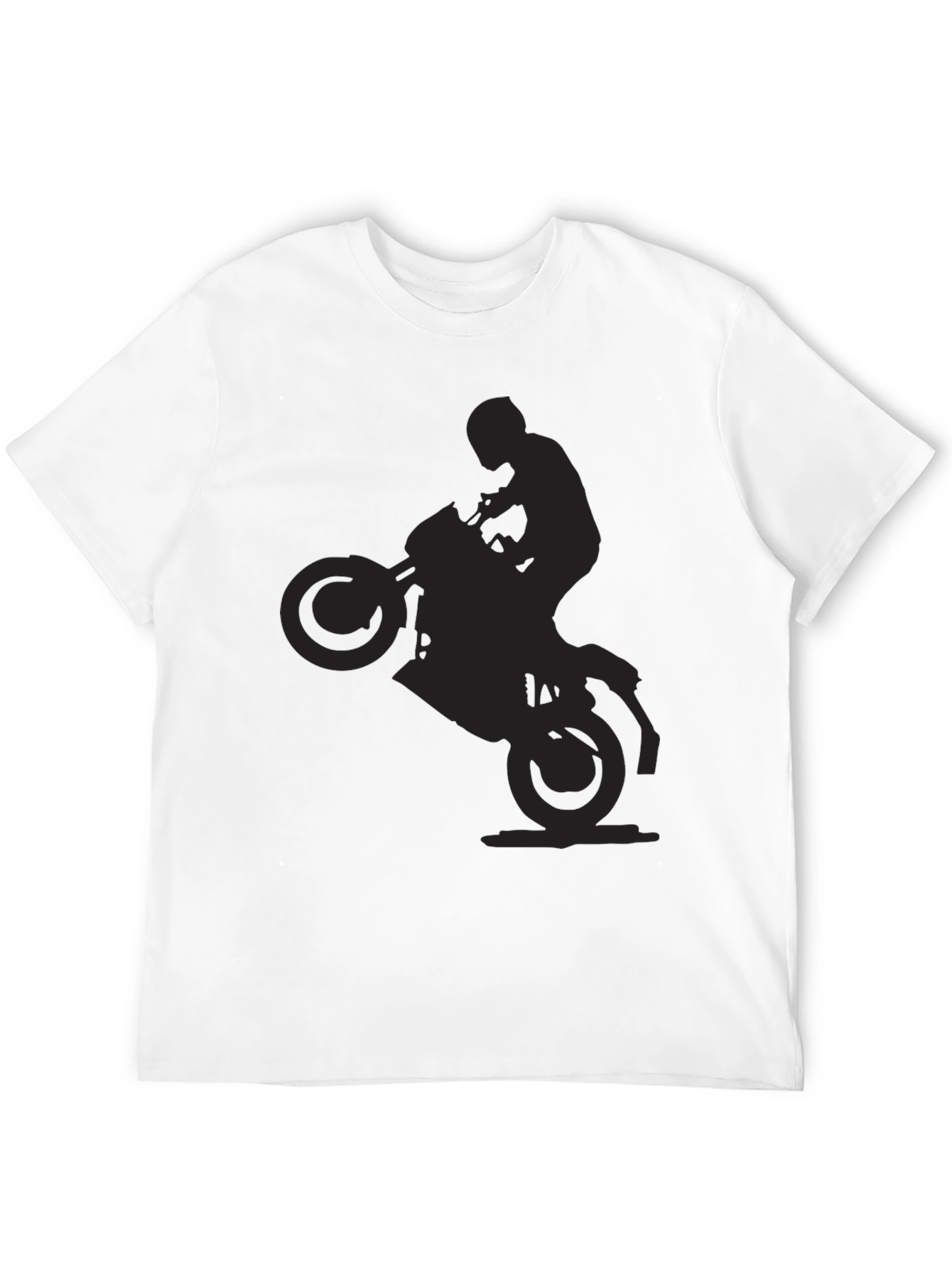 Motorcycle Wheelie Graphic Black T-Shirt