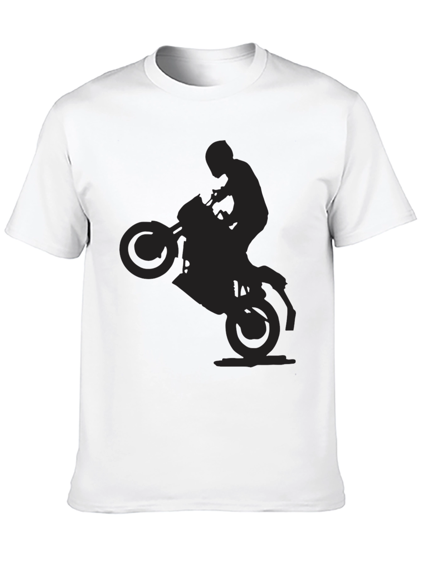 Motorcycle Wheelie Graphic Black T-Shirt