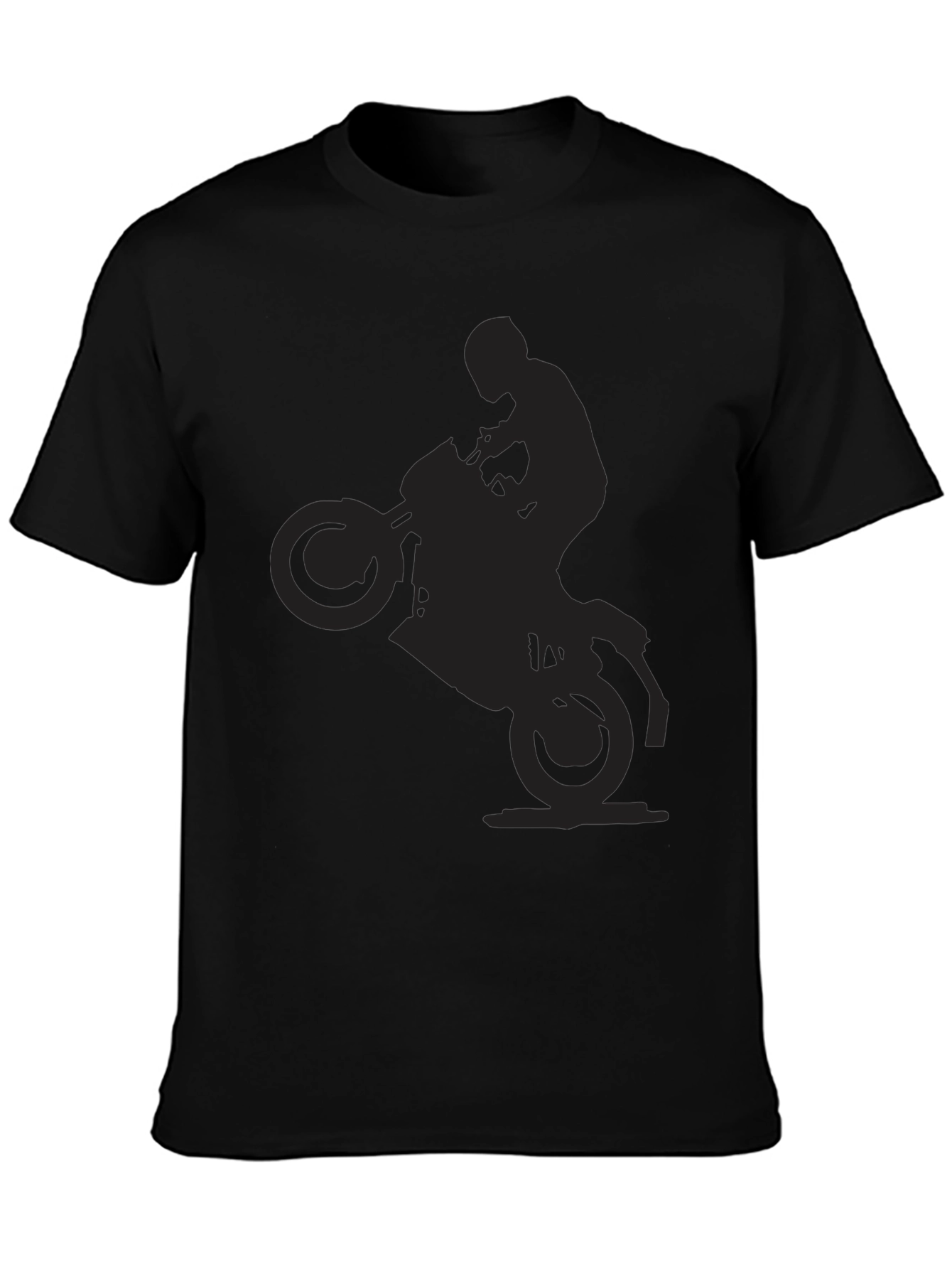 Motorcycle Wheelie Graphic Black T-Shirt