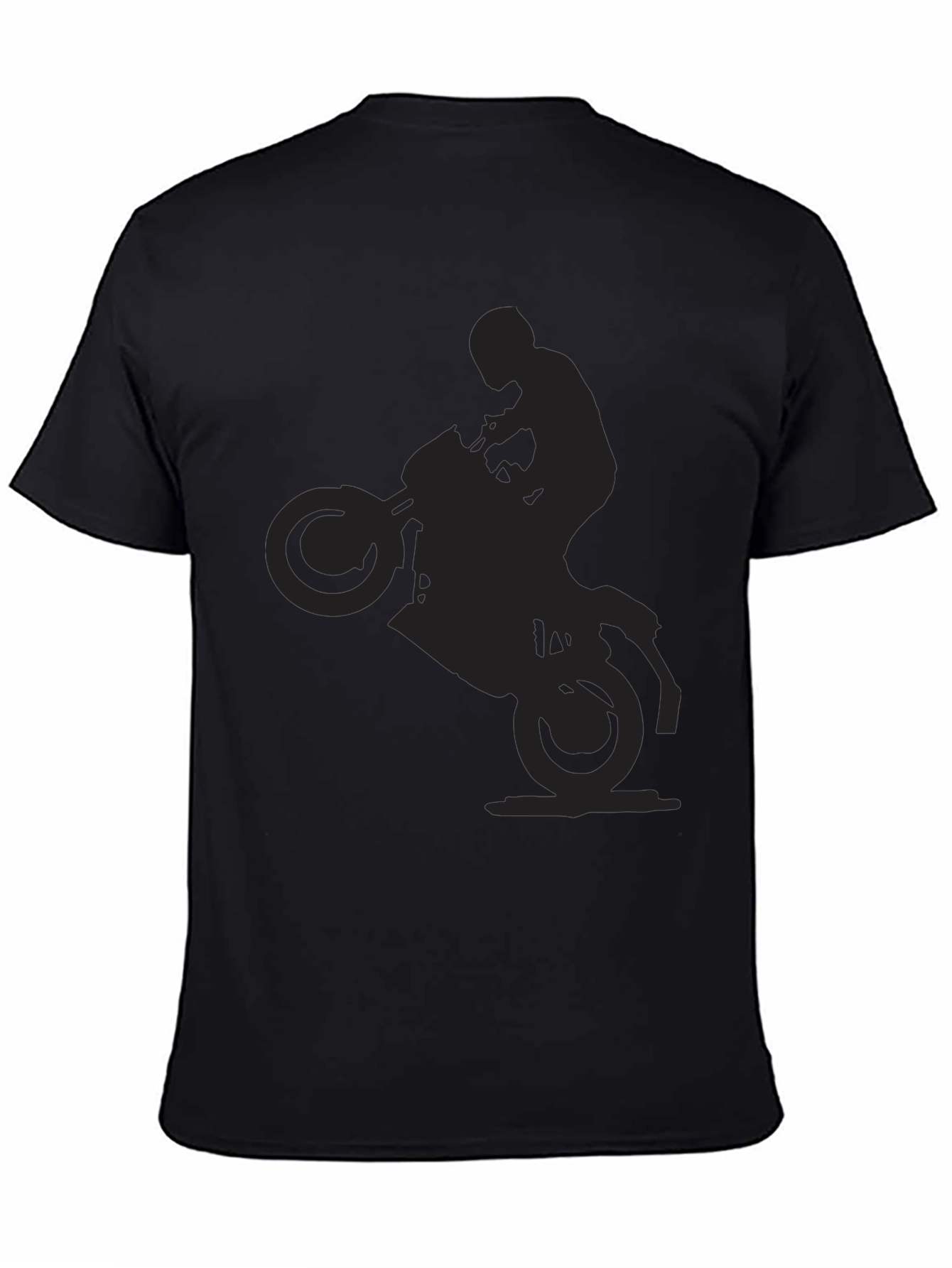 Motorcycle Wheelie Graphic Black T-Shirt