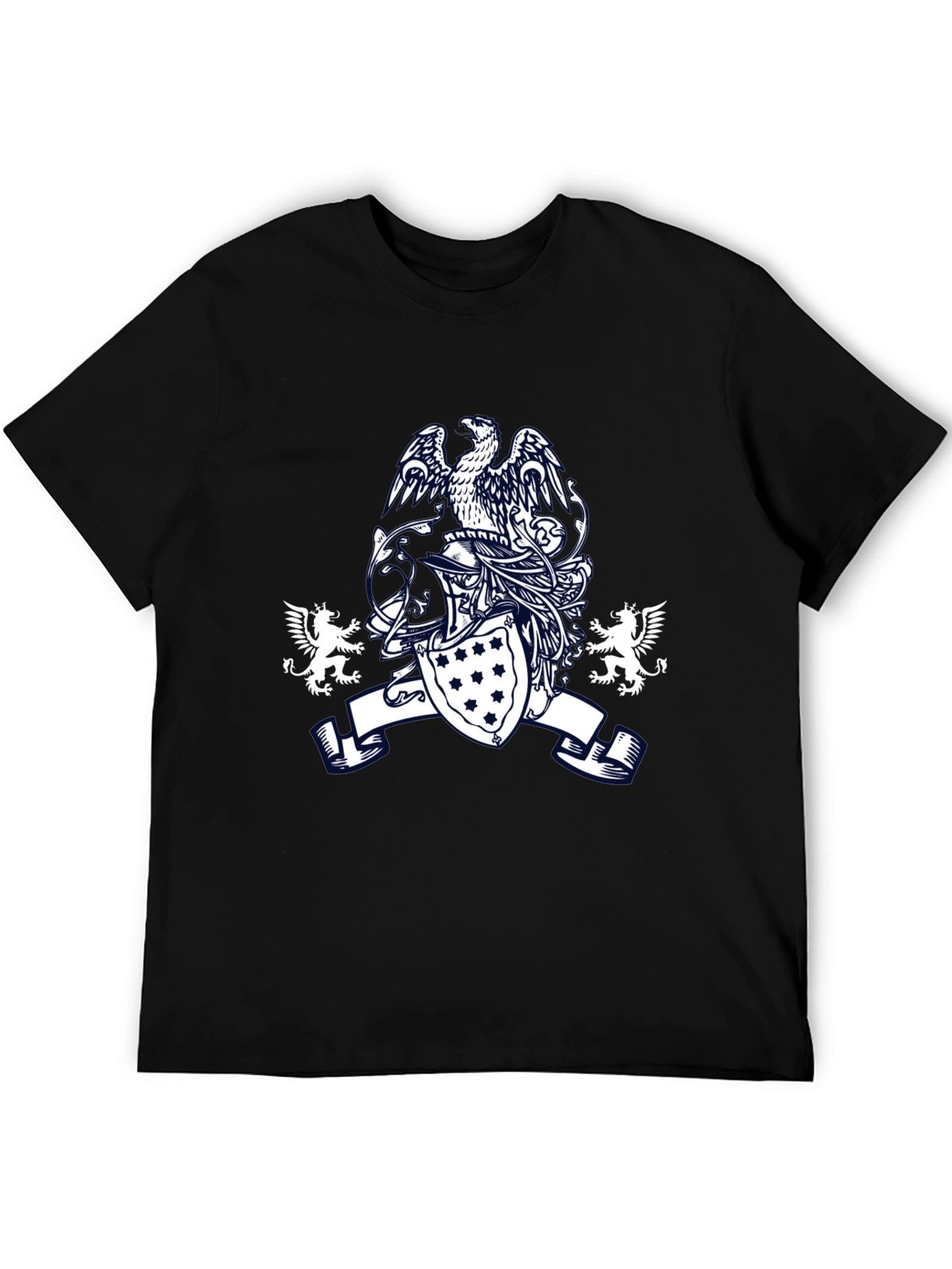 Heraldic Eagle Shield Graphic Black T-Shirt