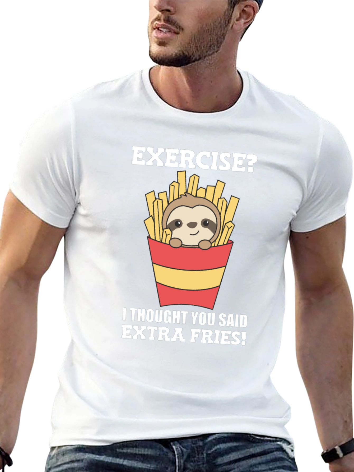 Exercise? Extra Fries Sloth Graphic Tee