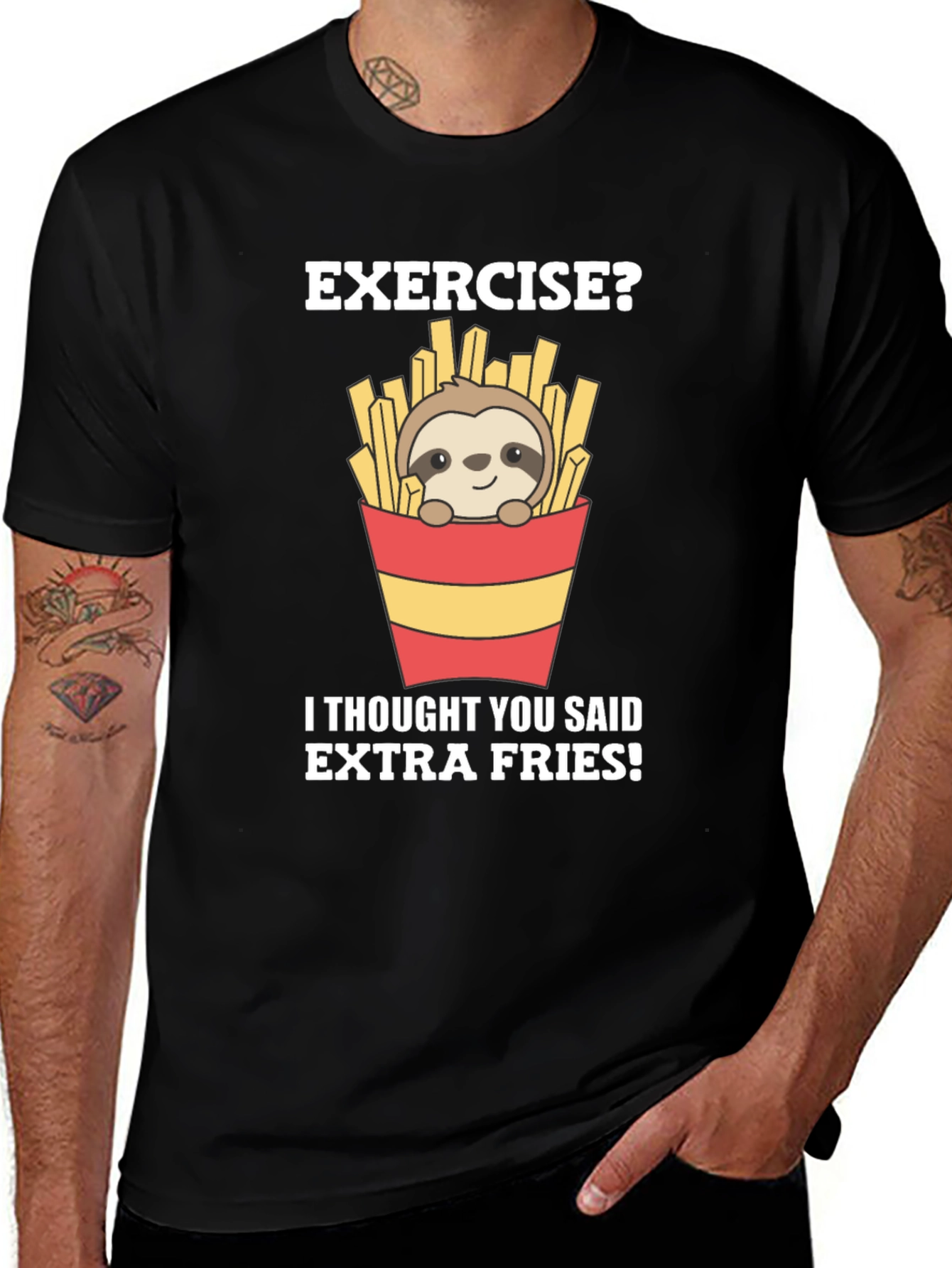 Exercise? Extra Fries Sloth Graphic Tee