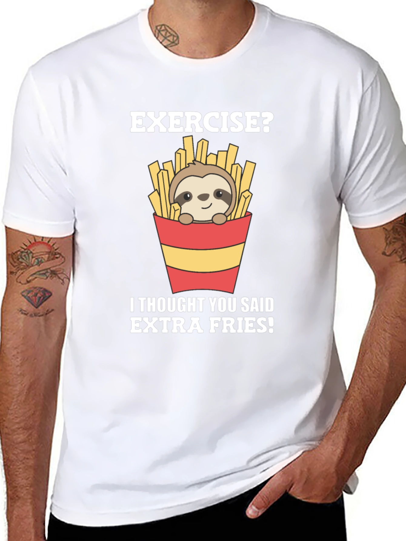 Exercise? Extra Fries Sloth Graphic Tee