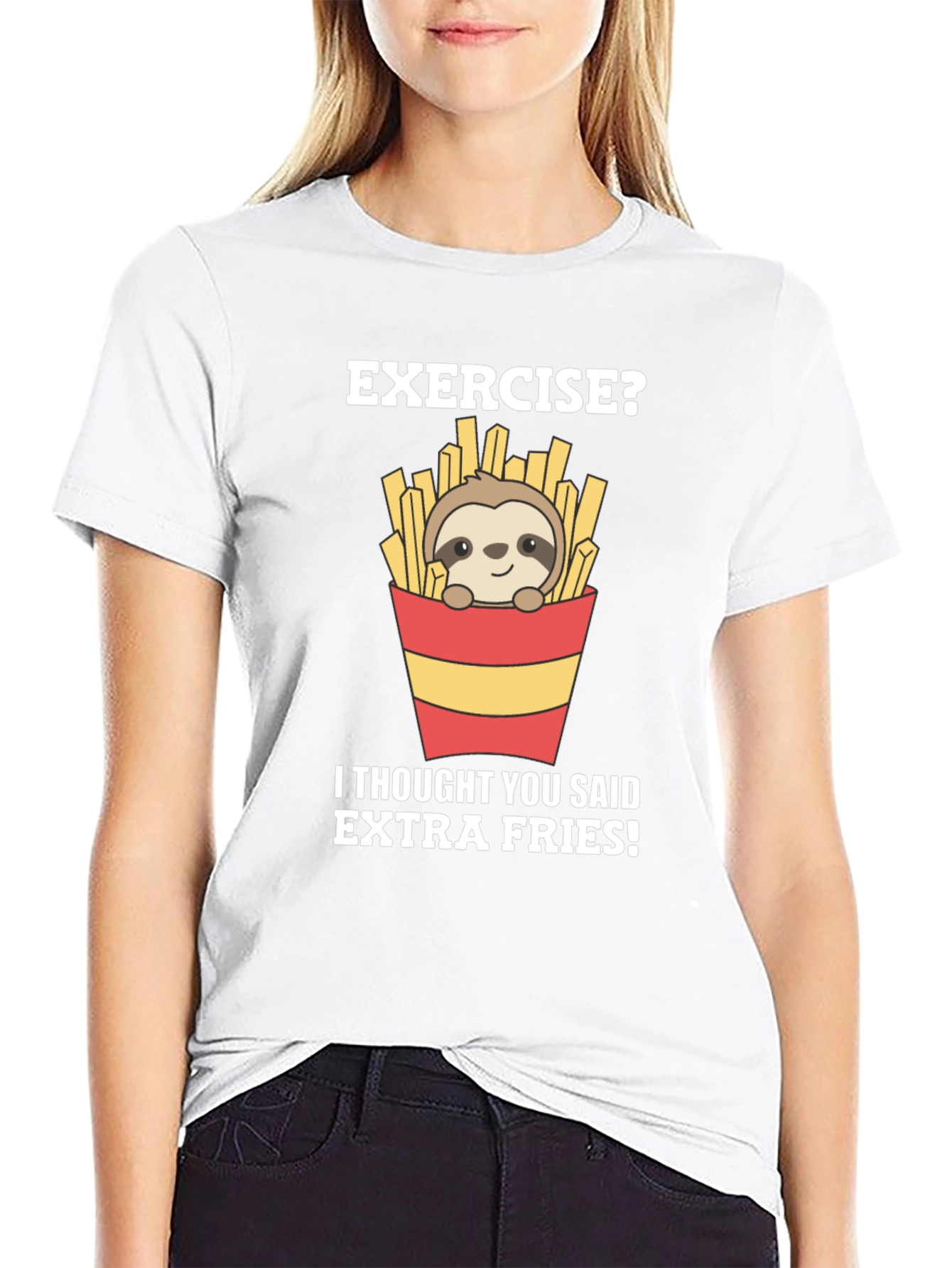 Exercise? Extra Fries Sloth Graphic Tee