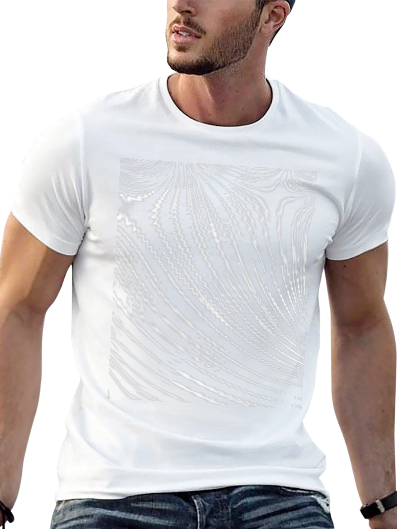 Abstract Wave Pattern Black T-Shirt