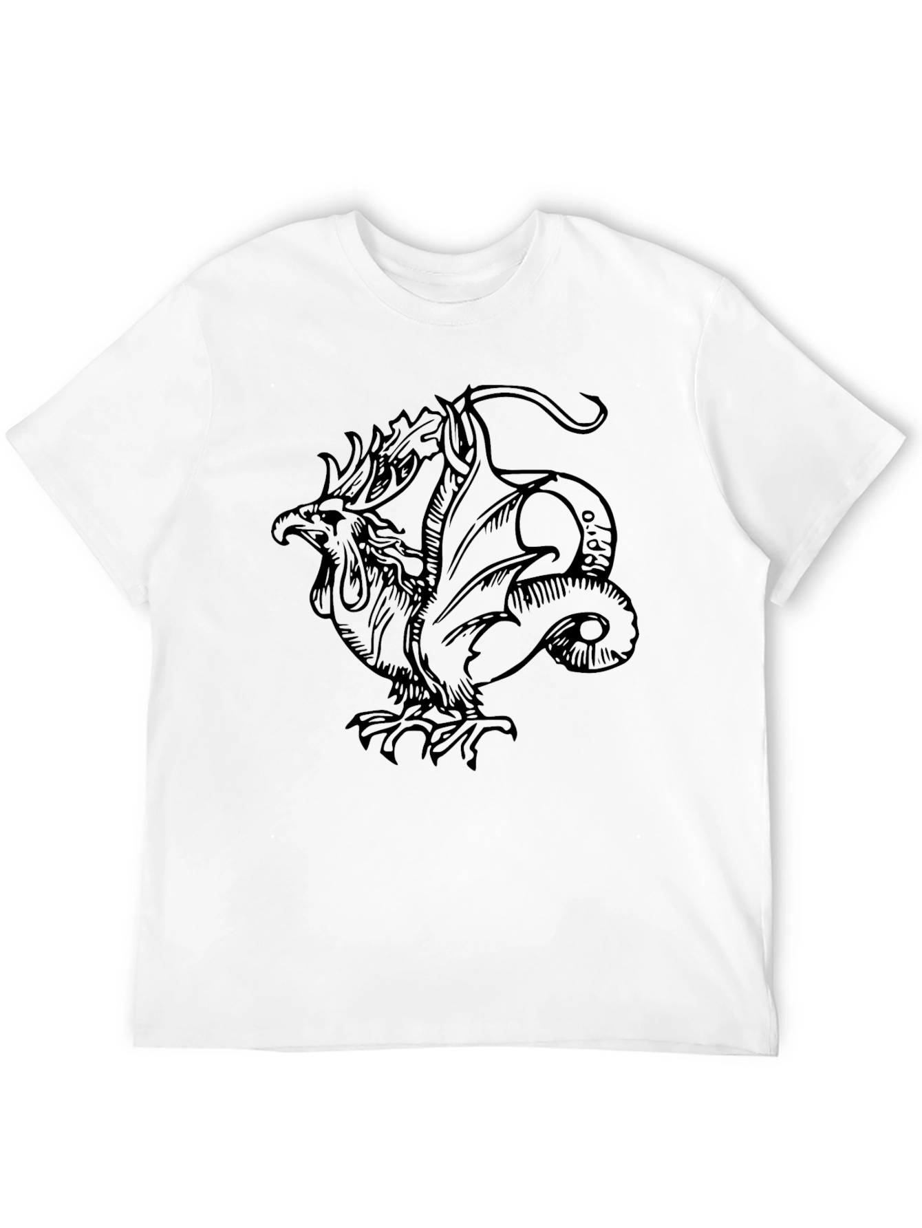 Mythical Rooster Dragon Graphic Tee - Black