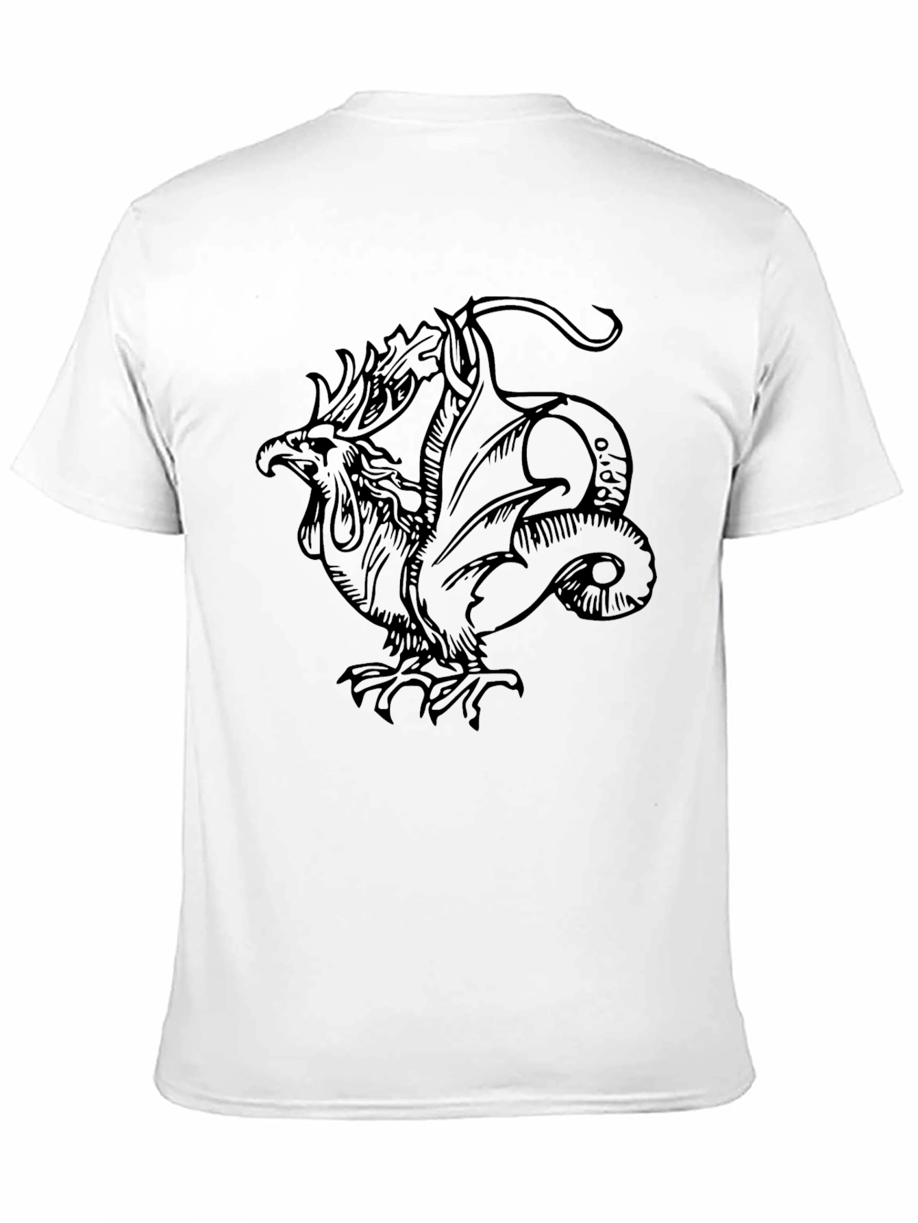 Mythical Rooster Dragon Graphic Tee - Black