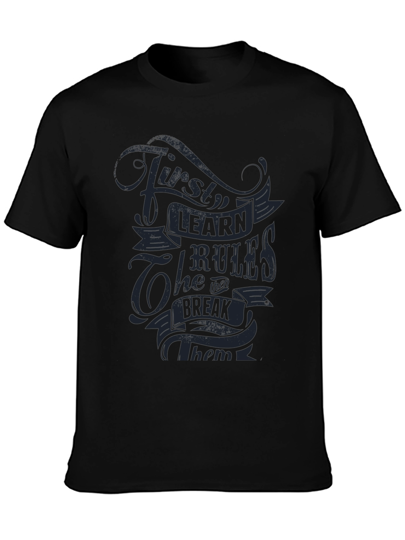 Learn the Rules Graphic Tee - Black Casual T-Shirt