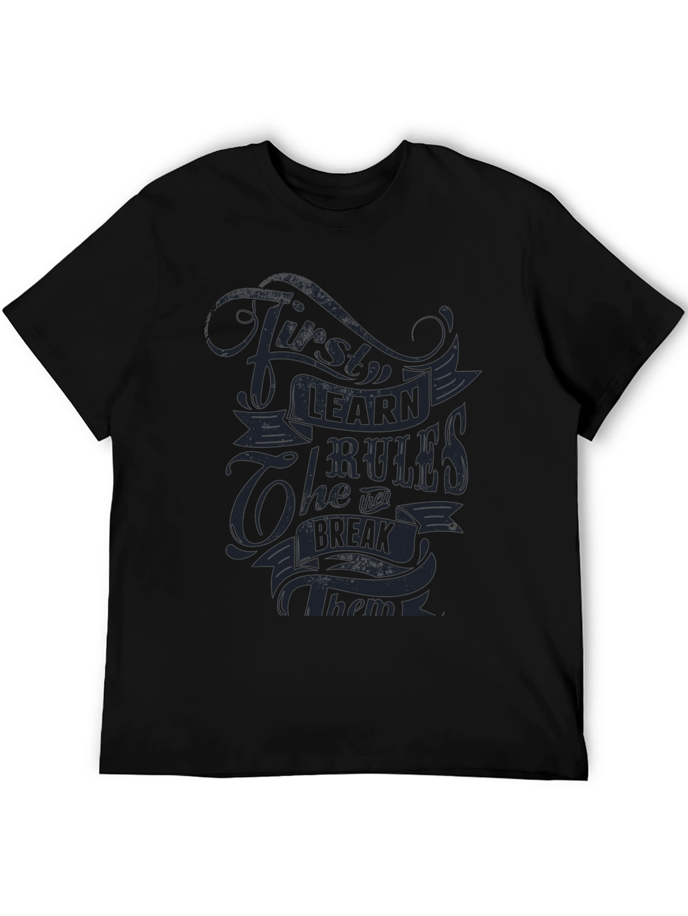 Learn the Rules Graphic Tee - Black Casual T-Shirt