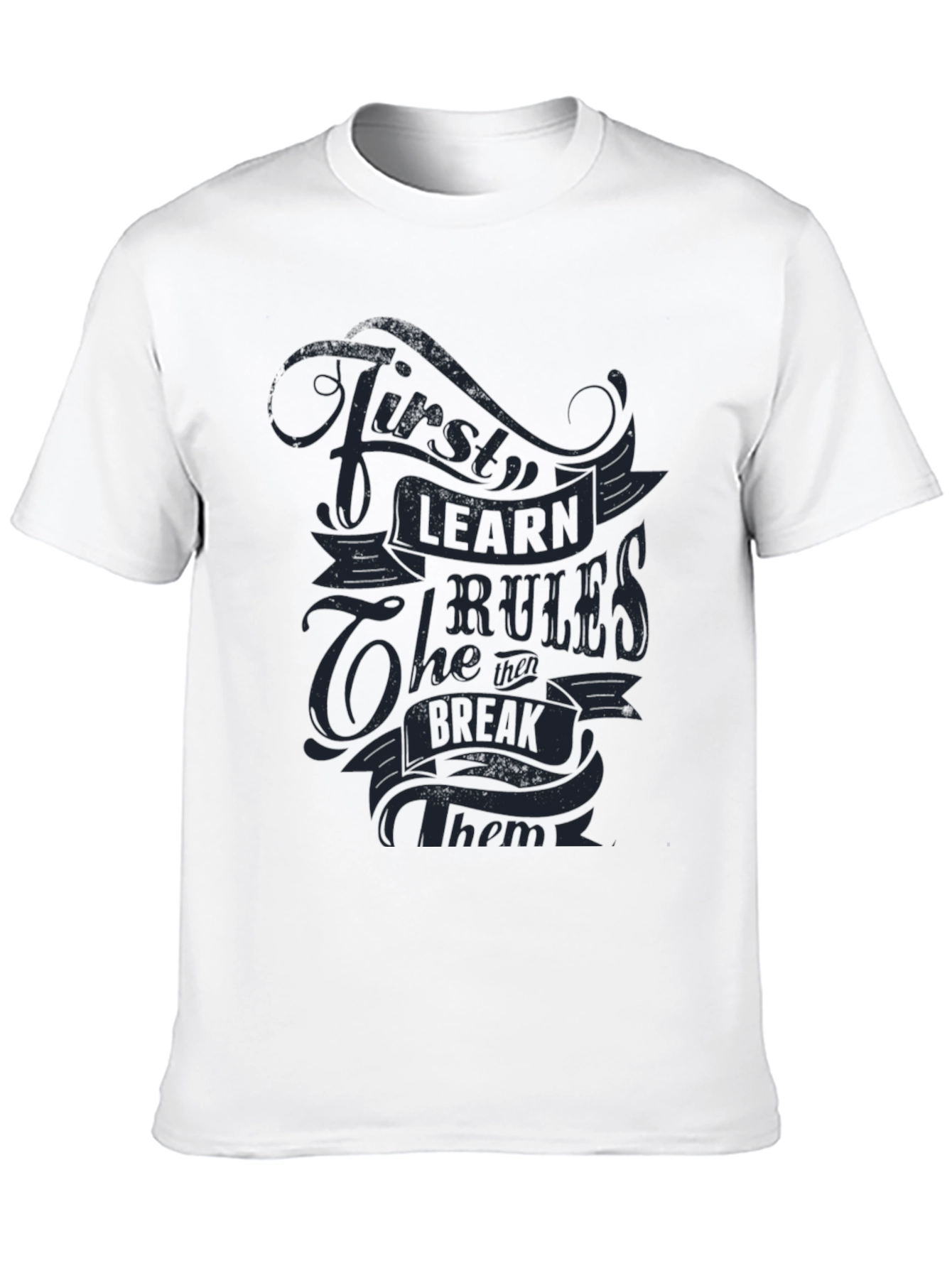 Learn the Rules Graphic Tee - Black Casual T-Shirt