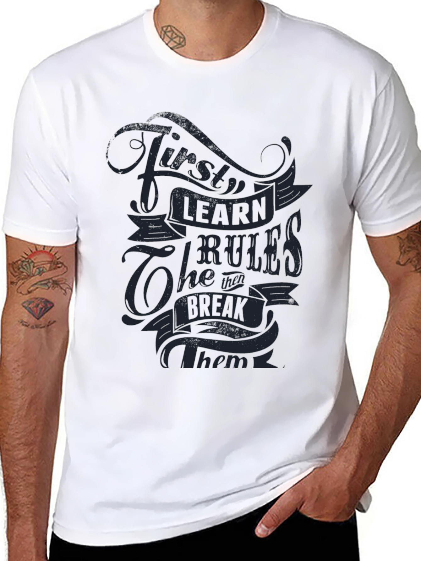Learn the Rules Graphic Tee - Black Casual T-Shirt
