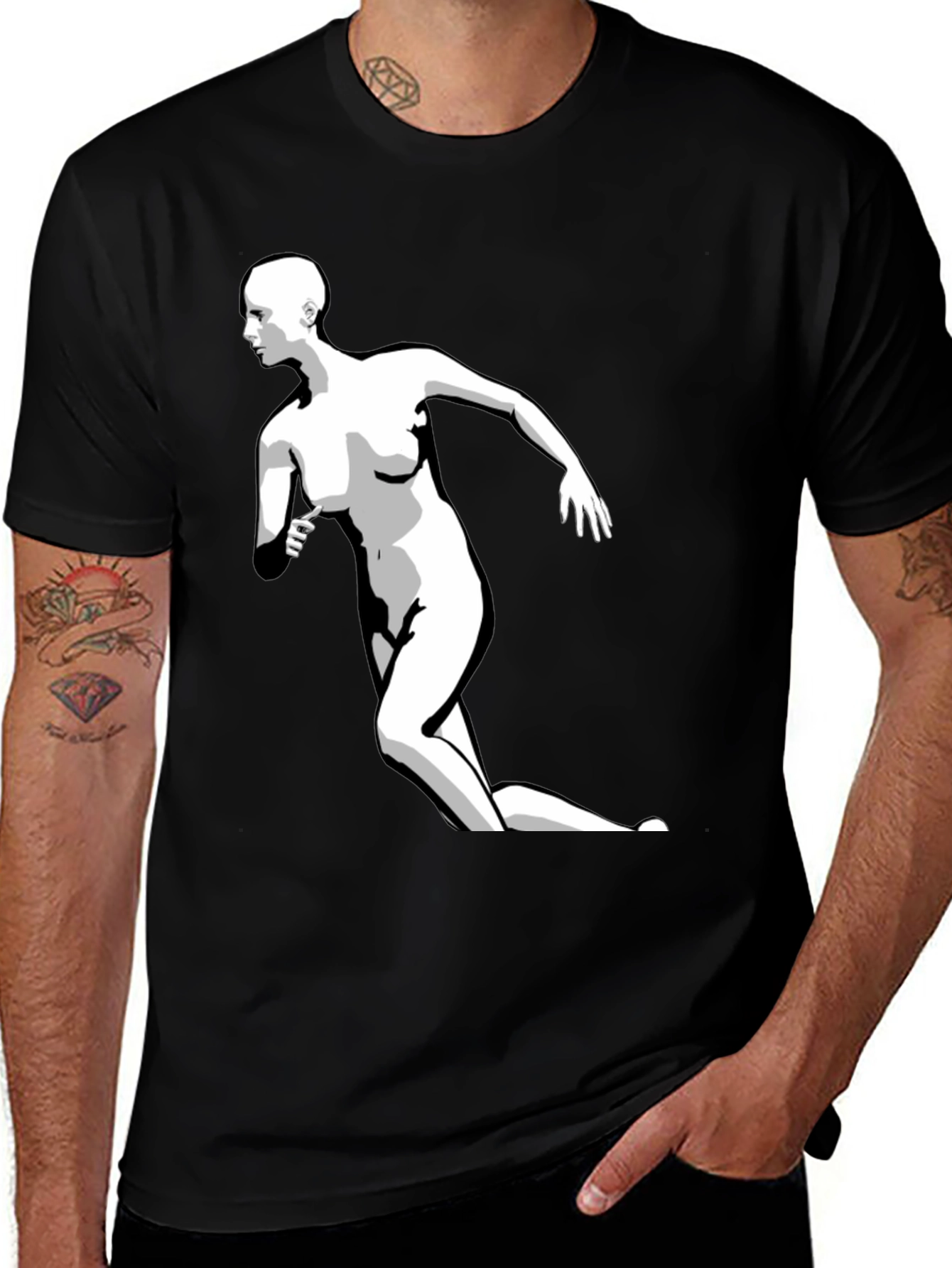 Abstract Woman Print Black T-Shirt