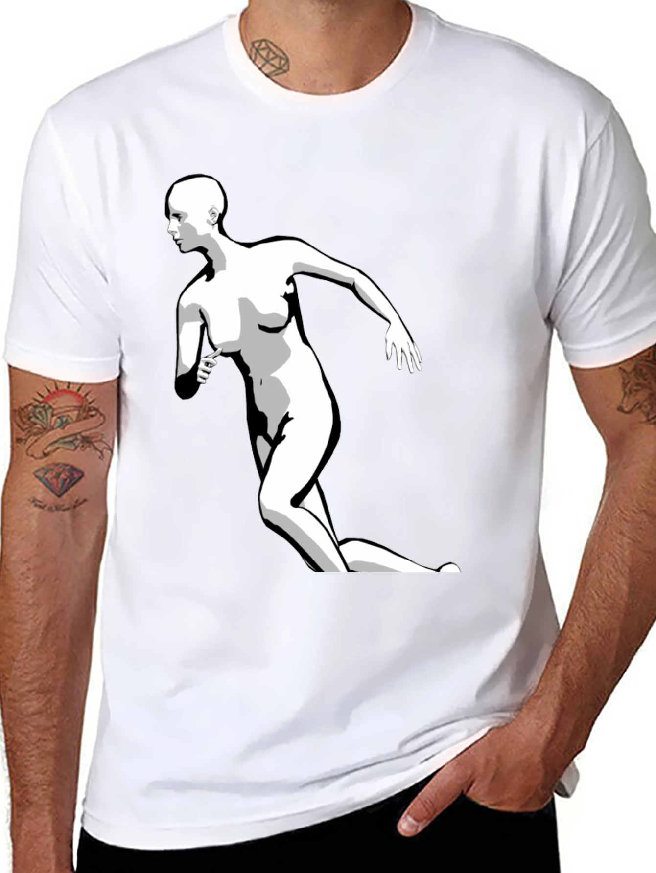 Abstract Woman Print Black T-Shirt