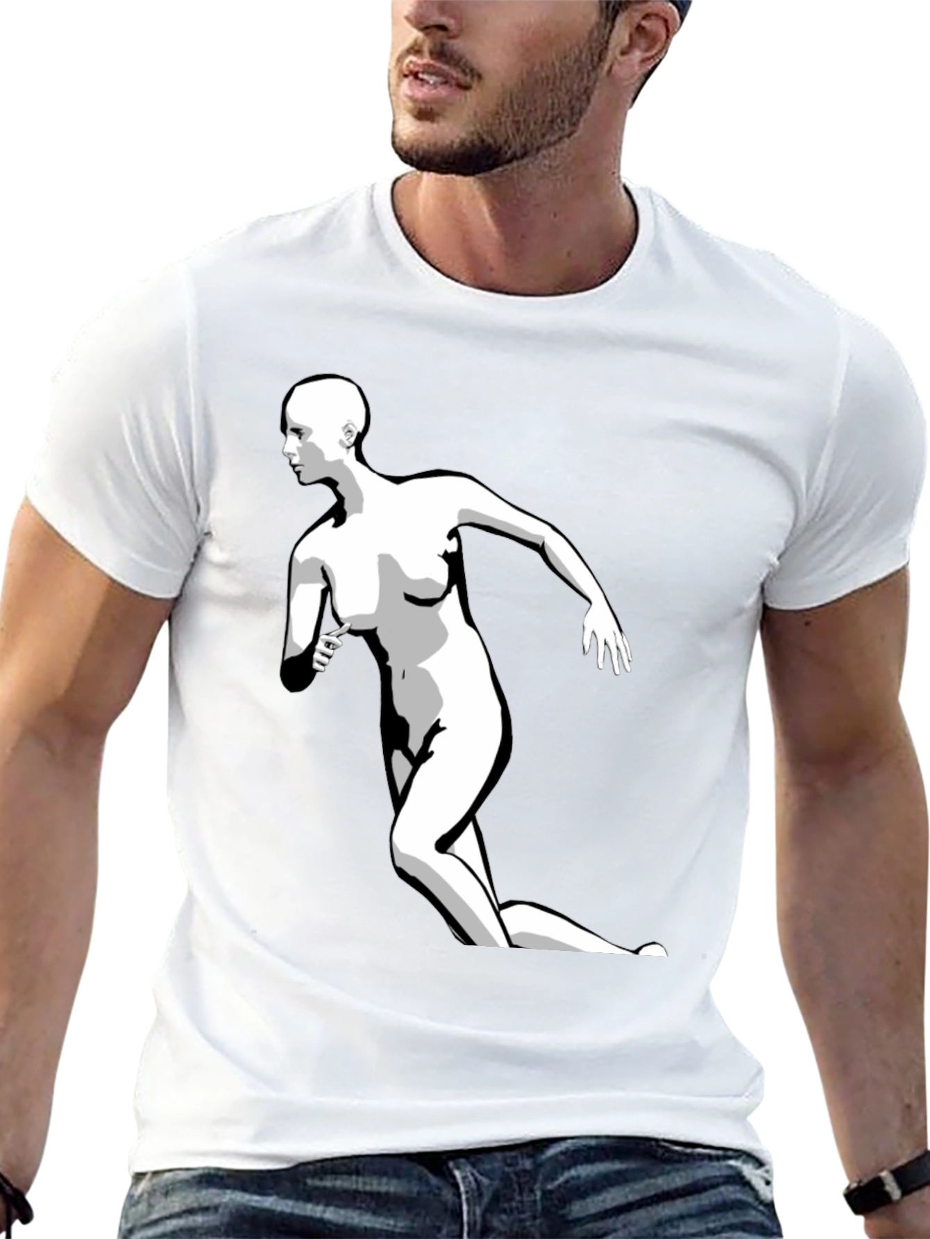 Abstract Woman Print Black T-Shirt