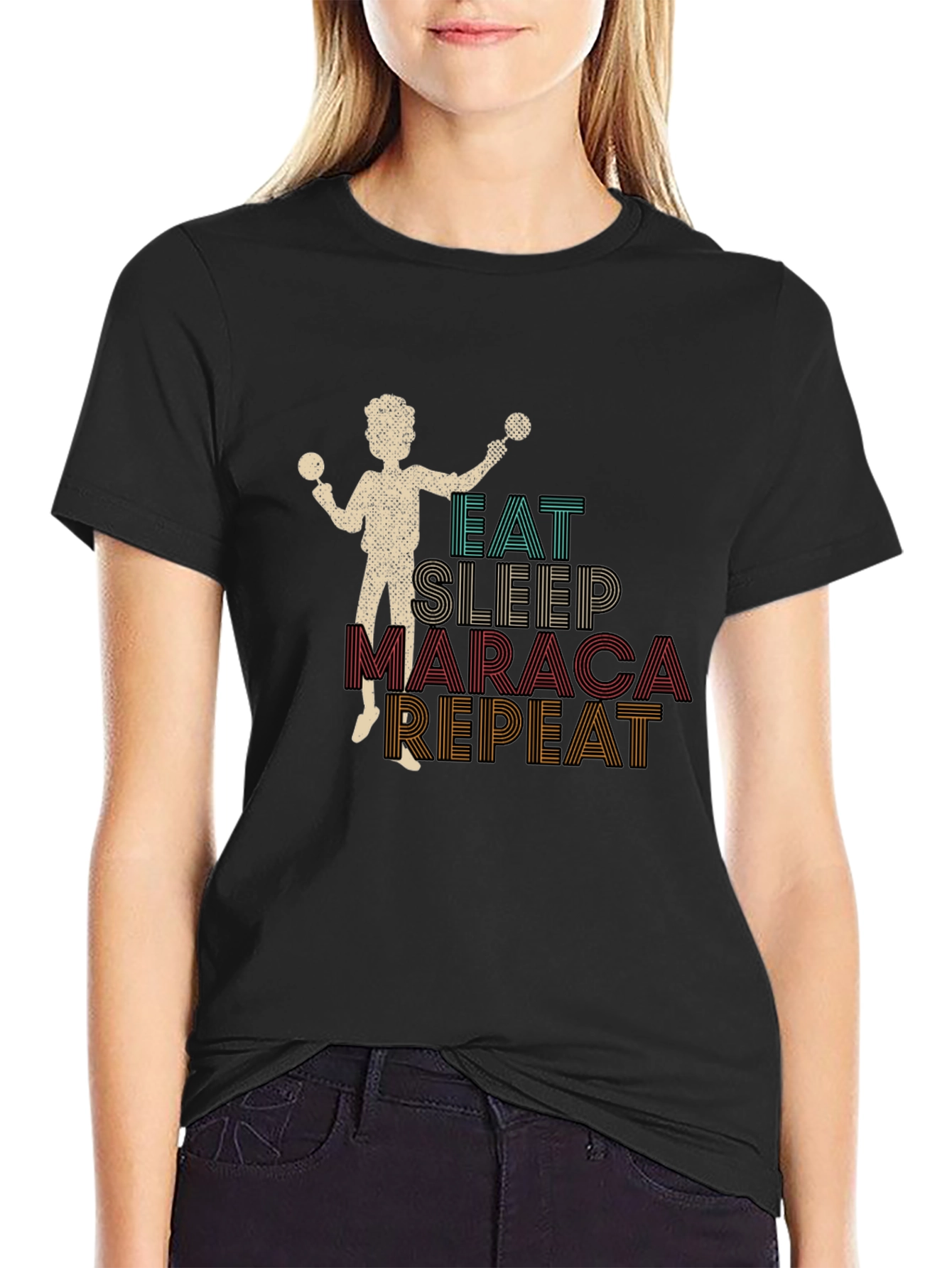 Eat Sleep Maraca Repeat Graphic Tee