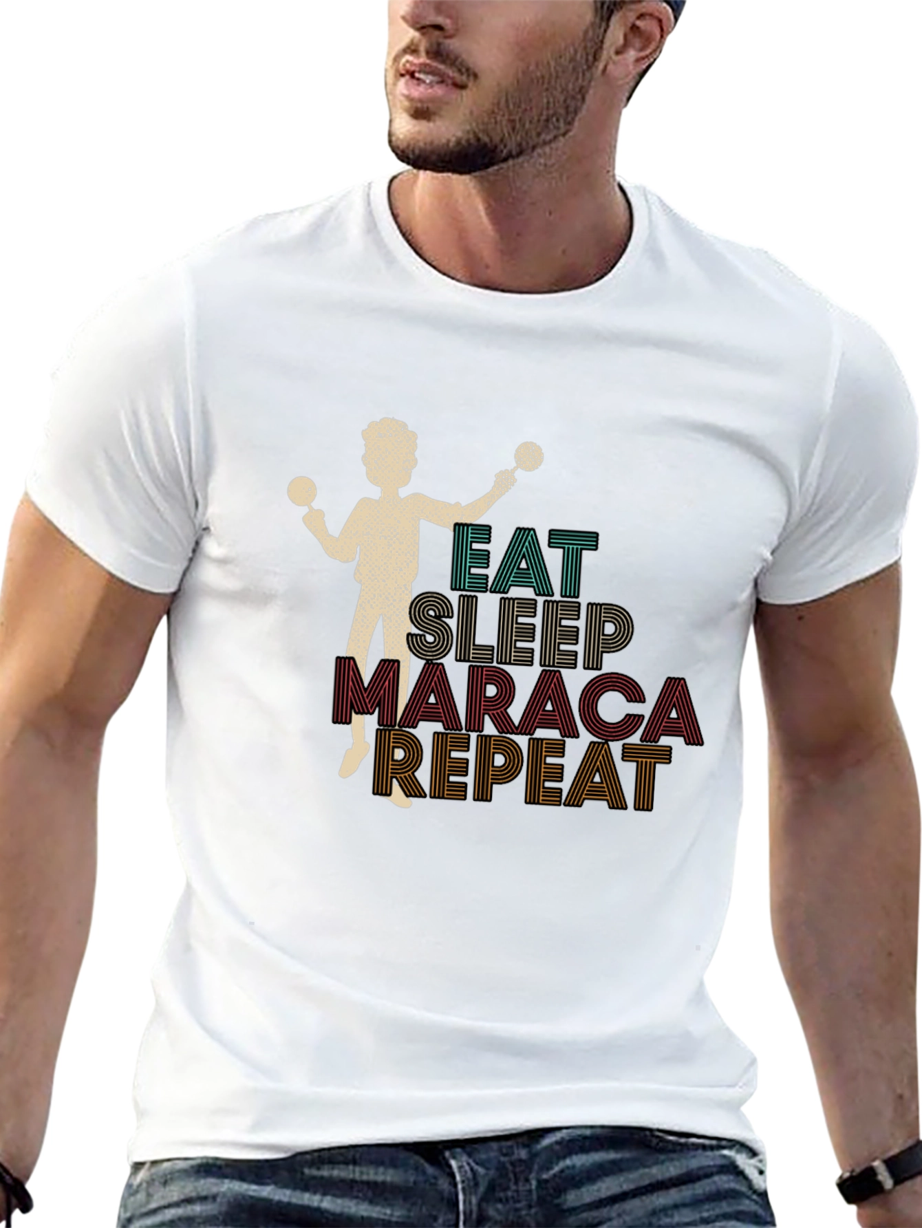 Eat Sleep Maraca Repeat Graphic Tee