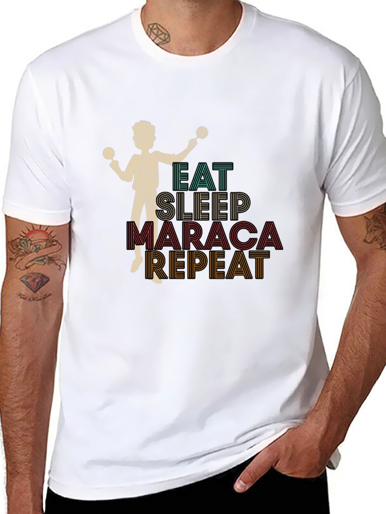 Eat Sleep Maraca Repeat Graphic Tee