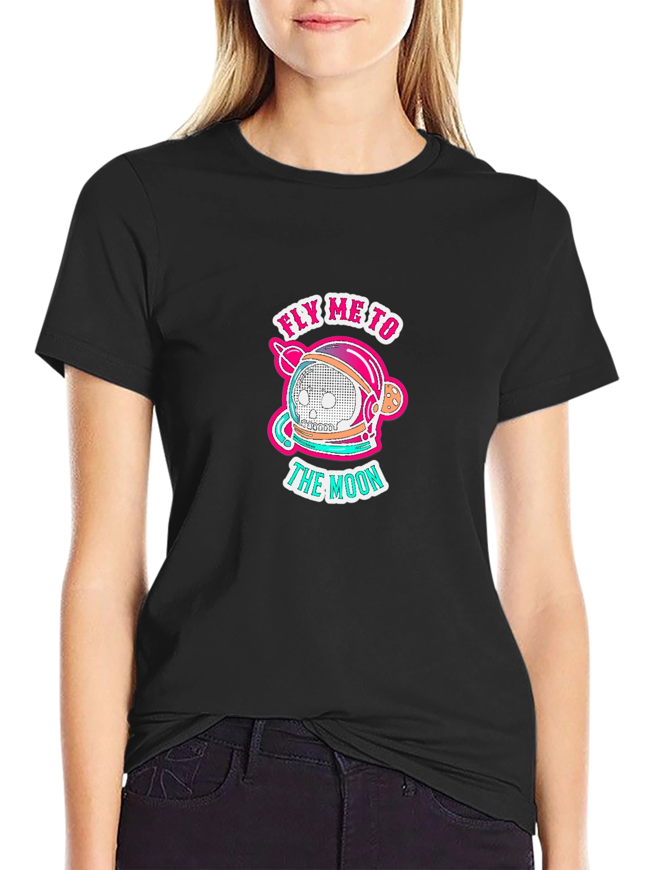 Fly Me to the Moon Black Graphic T-Shirt