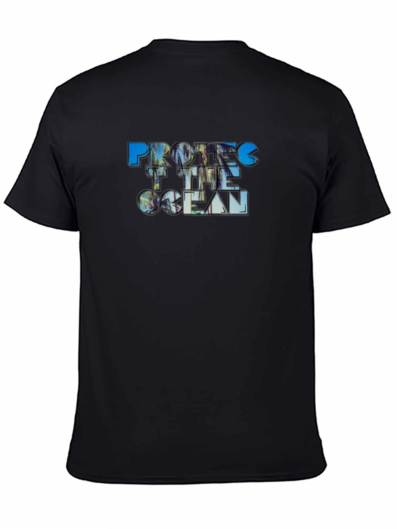 Protect the Ocean Graphic Print T-Shirt - Black