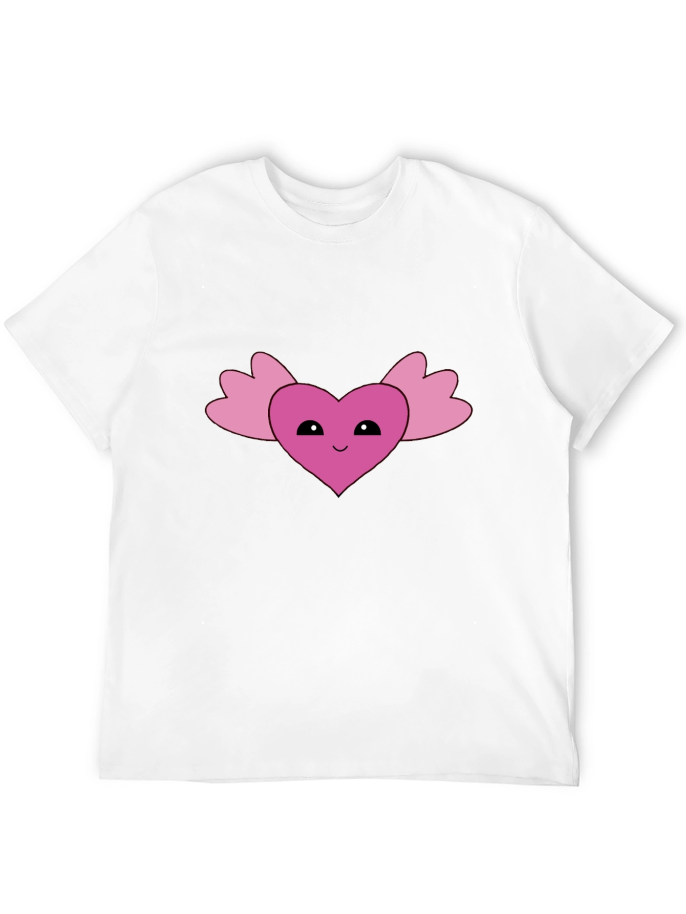 Cute Heart Wings Graphic Tee - Black Cotton T-Shirt
