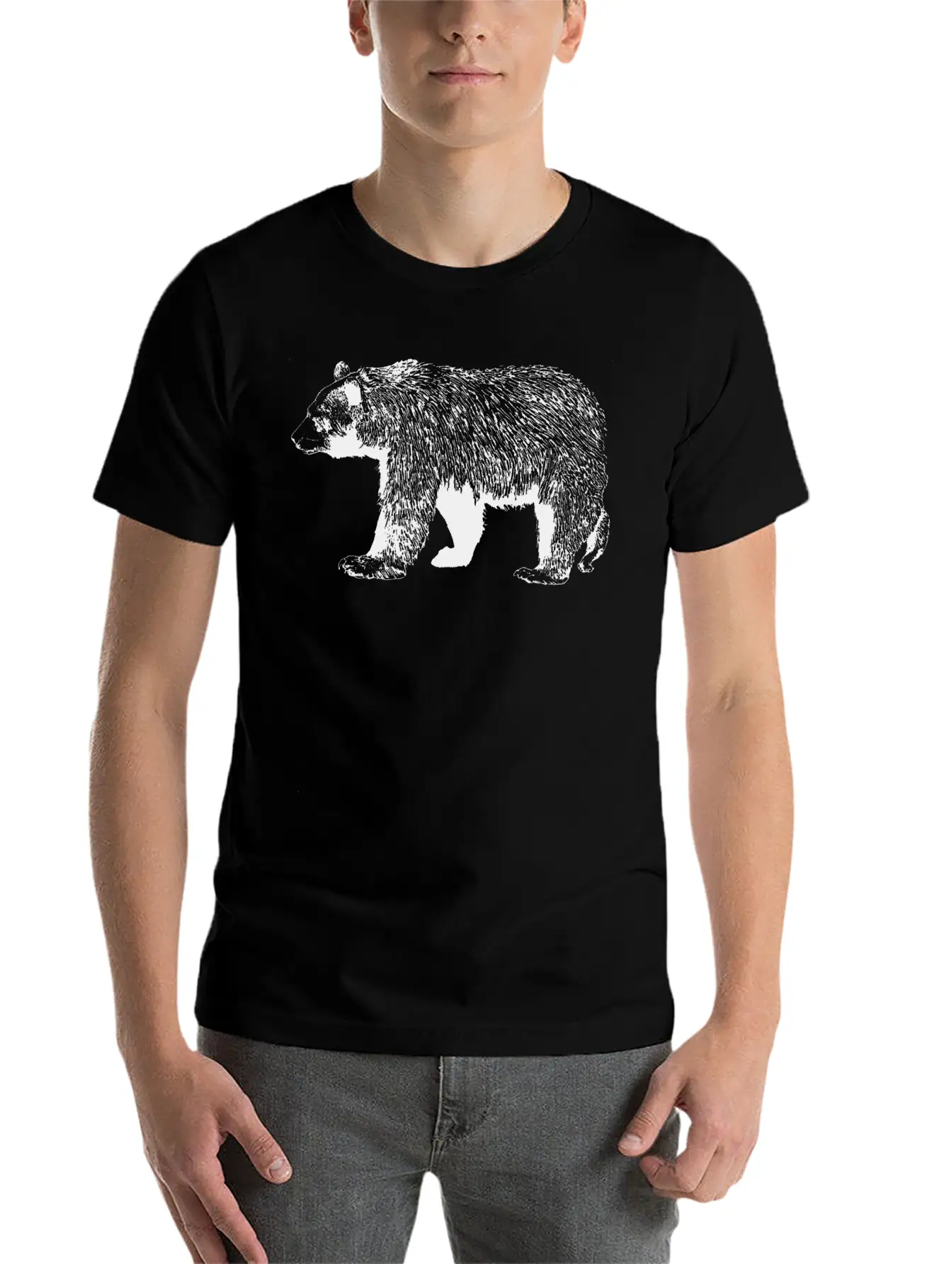Bear (Black) Unisex Casual T-Shirt – Clean Design For Daily Comfort