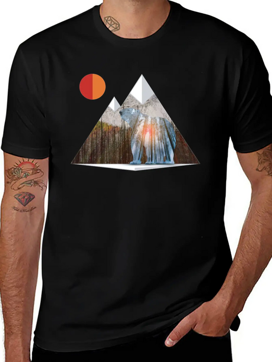 Bear Sun Salute In Mountain Forest Unisex Casual T-Shirt – Clean Design For Daily Comfort