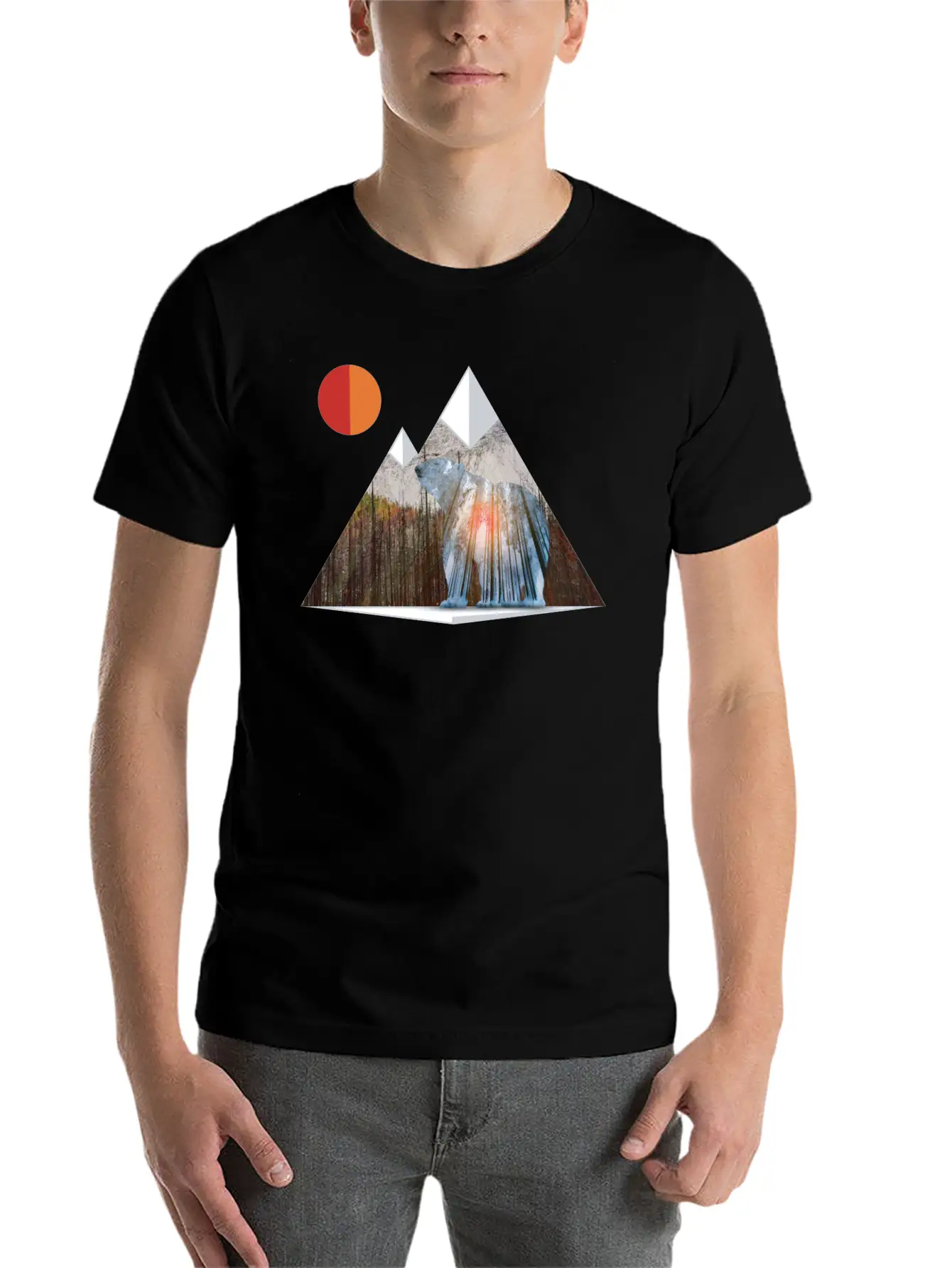 Bear Sun Salute In Mountain Forest Unisex Casual T-Shirt – Clean Design For Daily Comfort