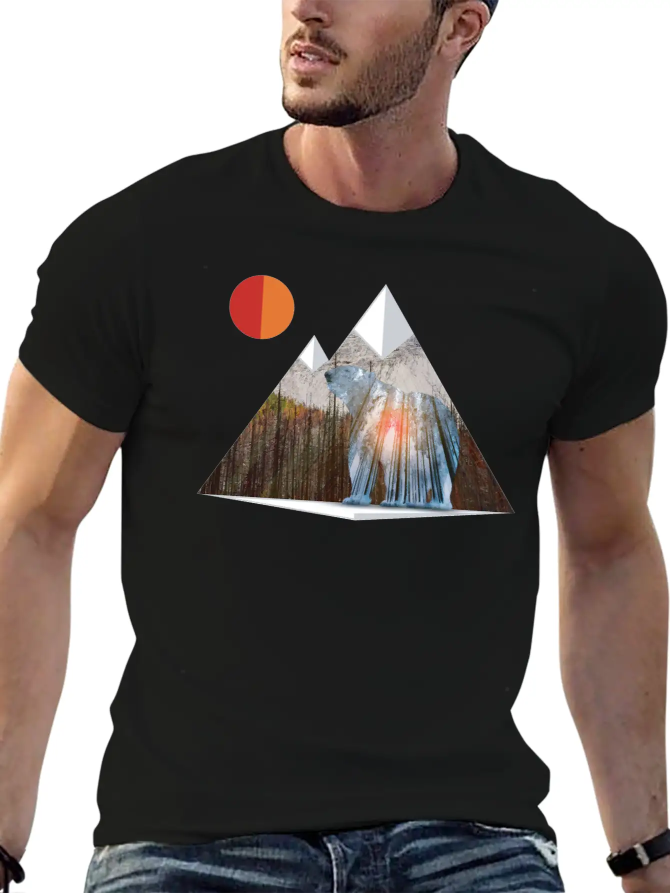 Bear Sun Salute In Mountain Forest Unisex Casual T-Shirt – Clean Design For Daily Comfort