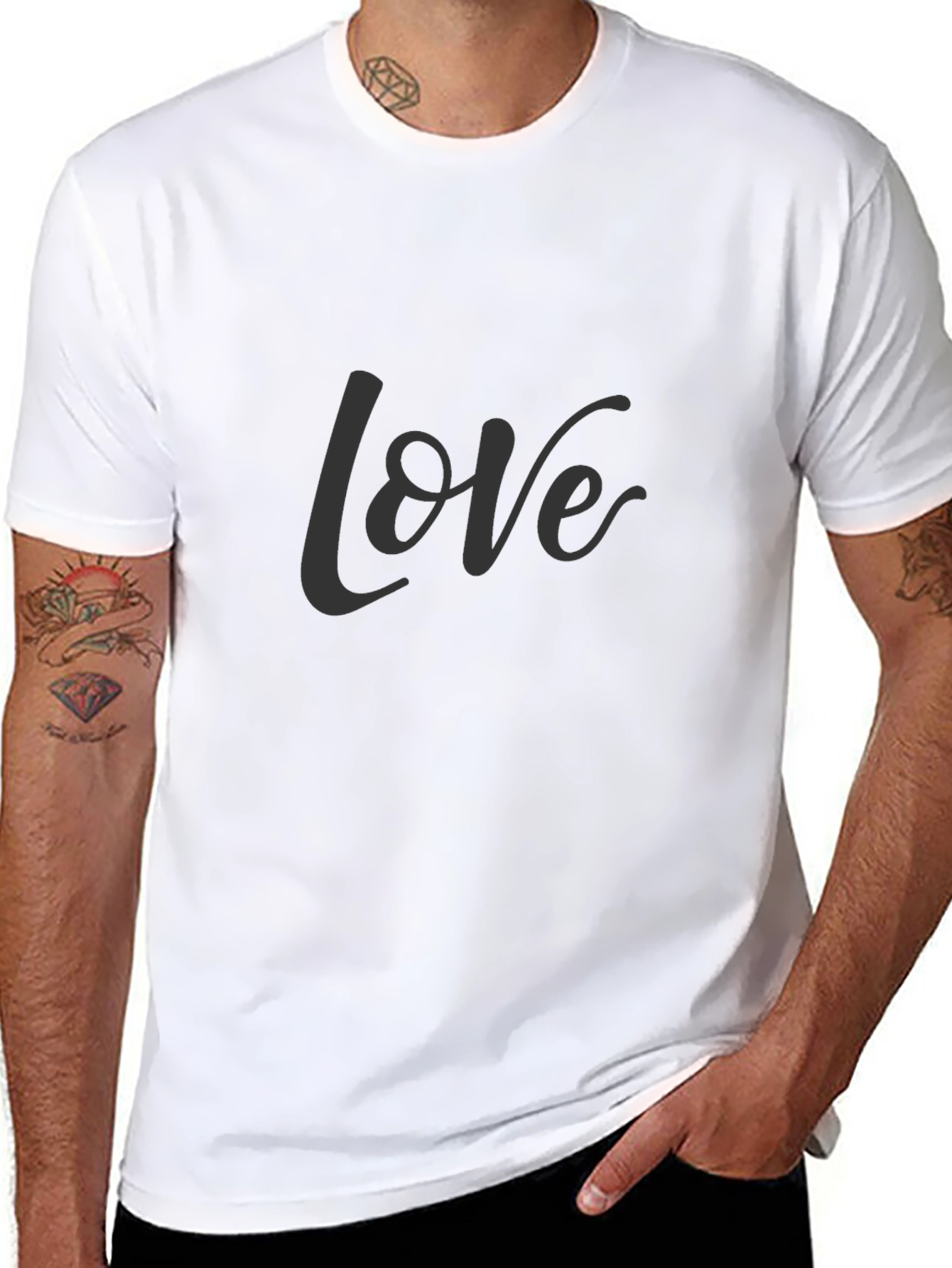 Mens Black Love Graphic Tee - Casual Style
