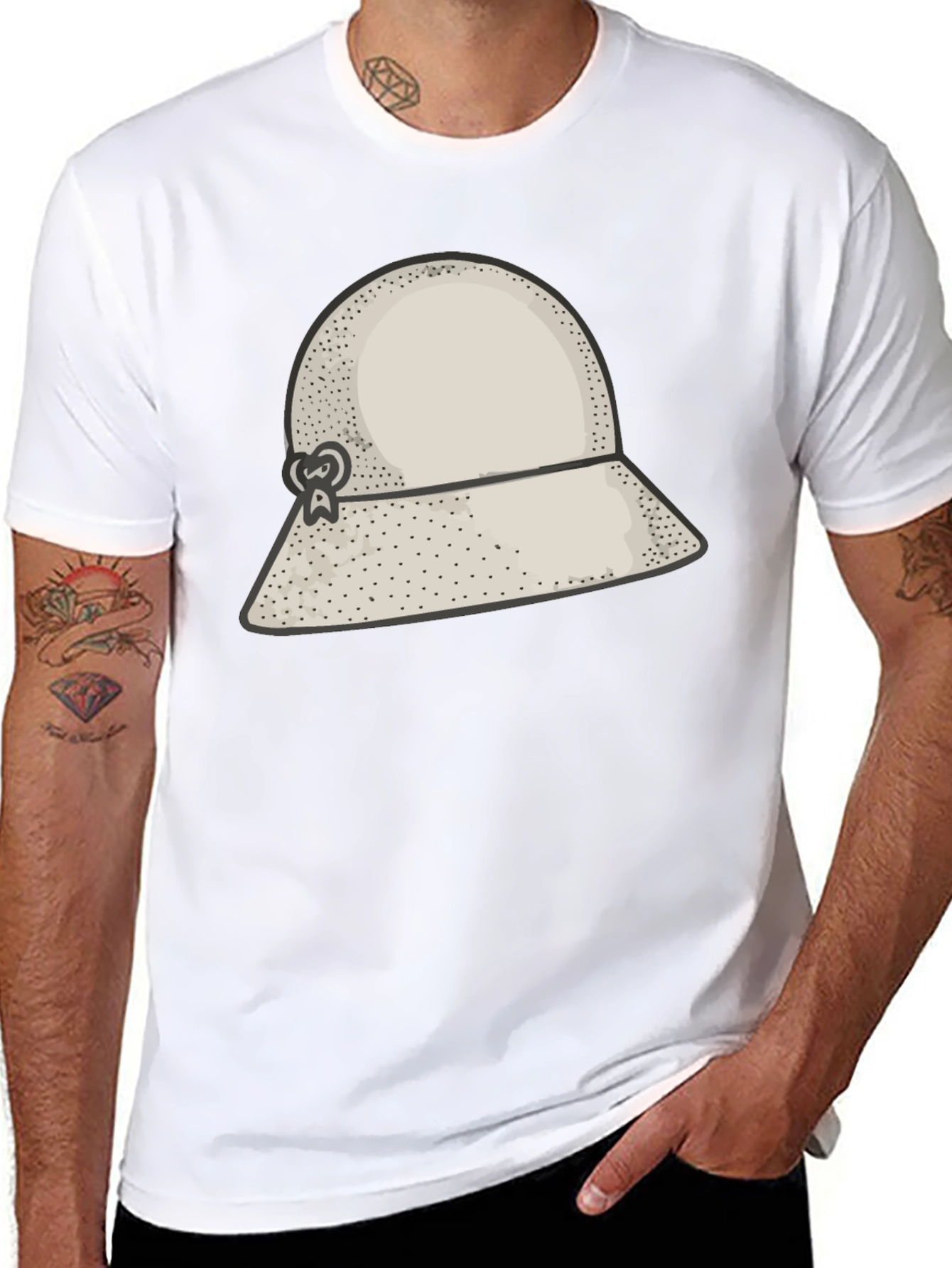 Stylish Black Hat Graphic Tee - Unique Design