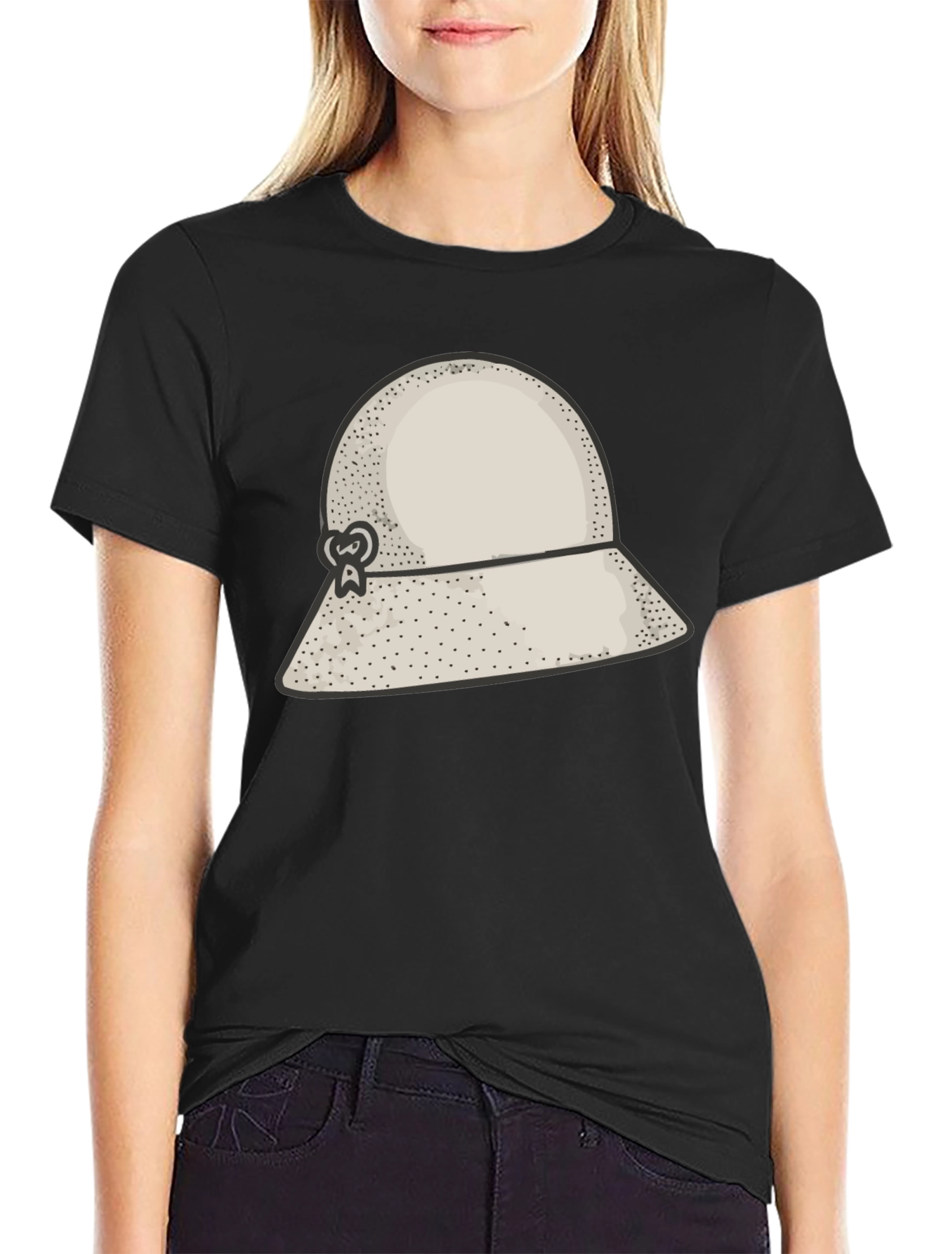 Stylish Black Hat Graphic Tee - Unique Design