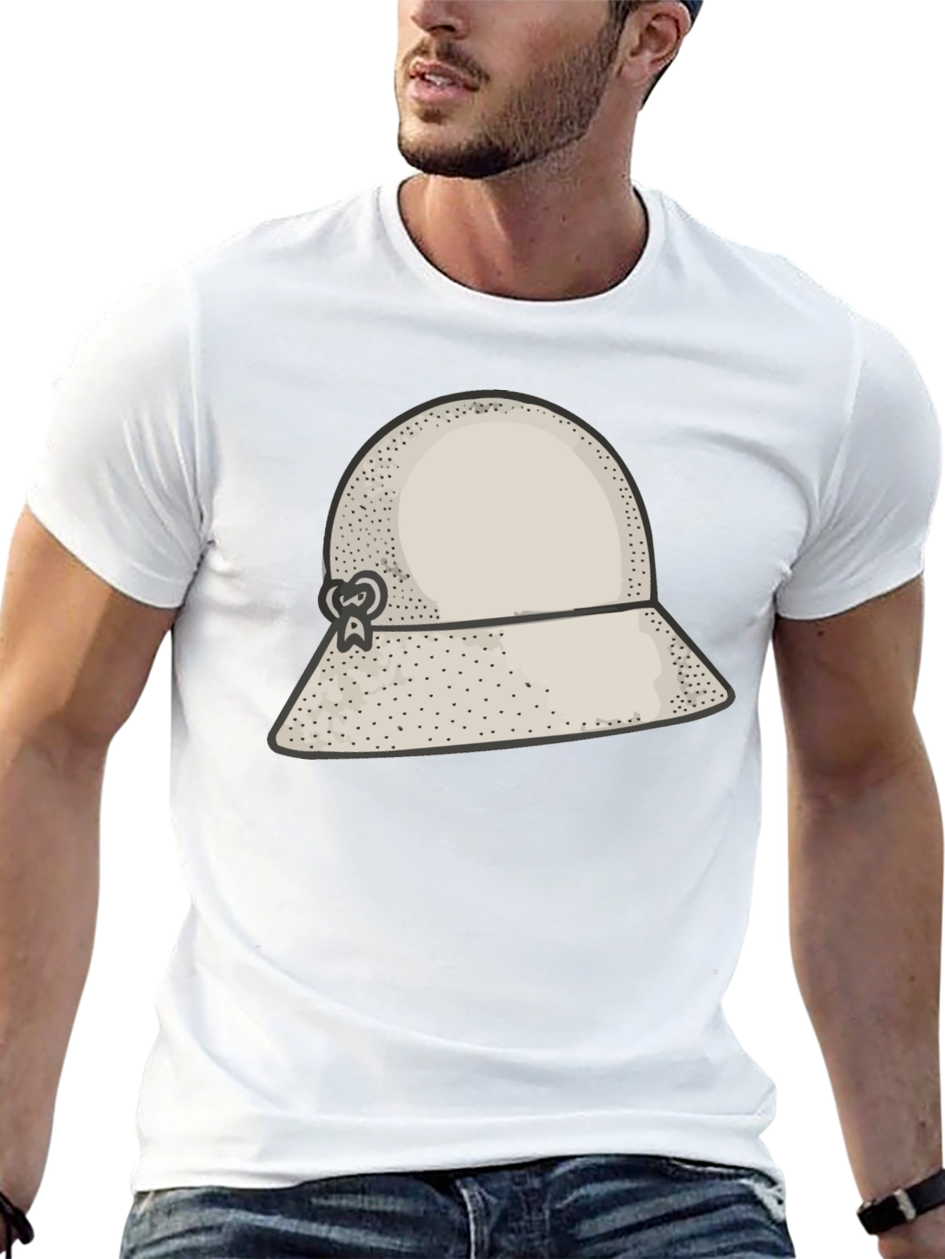 Stylish Black Hat Graphic Tee - Unique Design