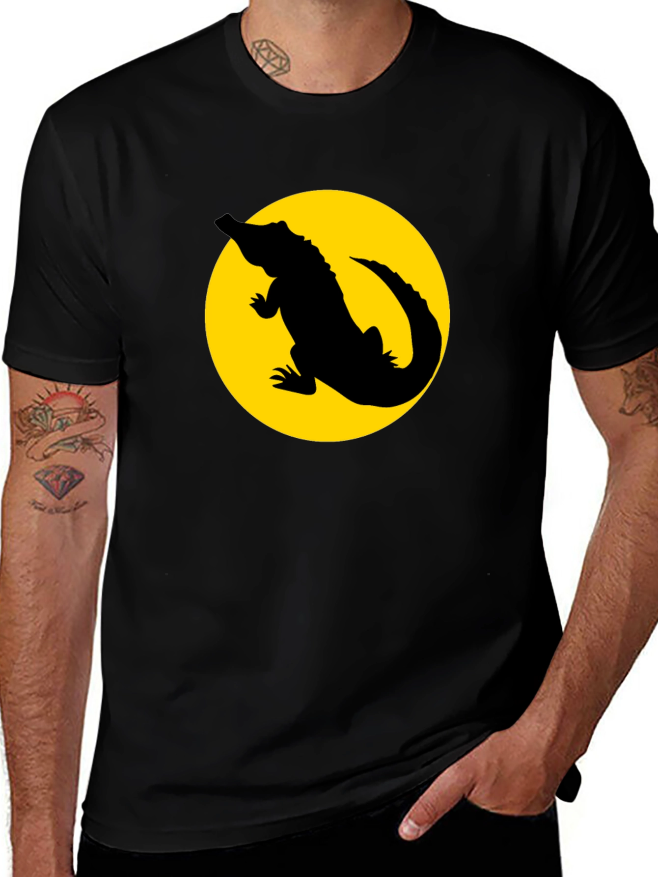 Alligator Silhouette Graphic Tee - Black