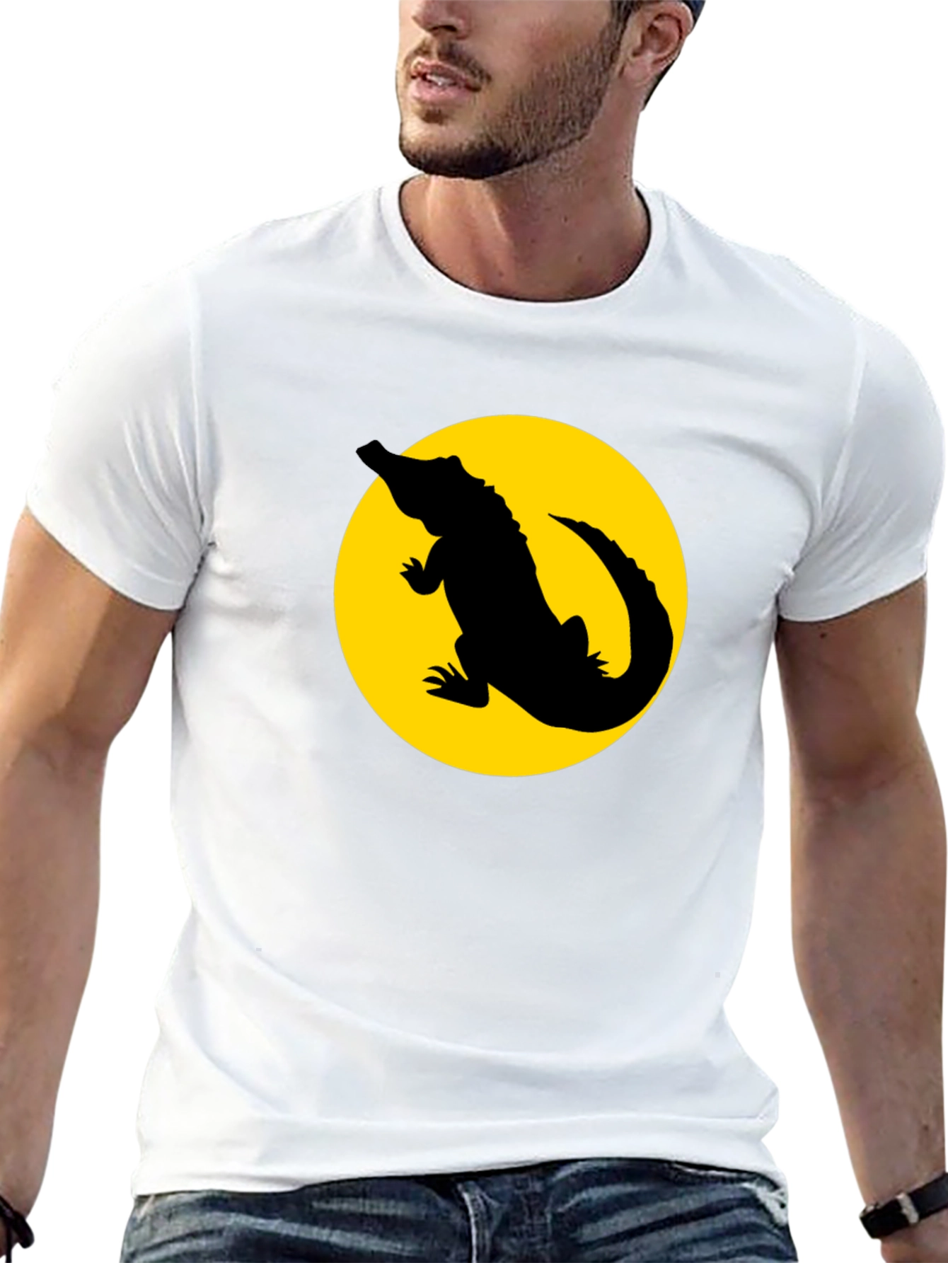 Alligator Silhouette Graphic Tee - Black